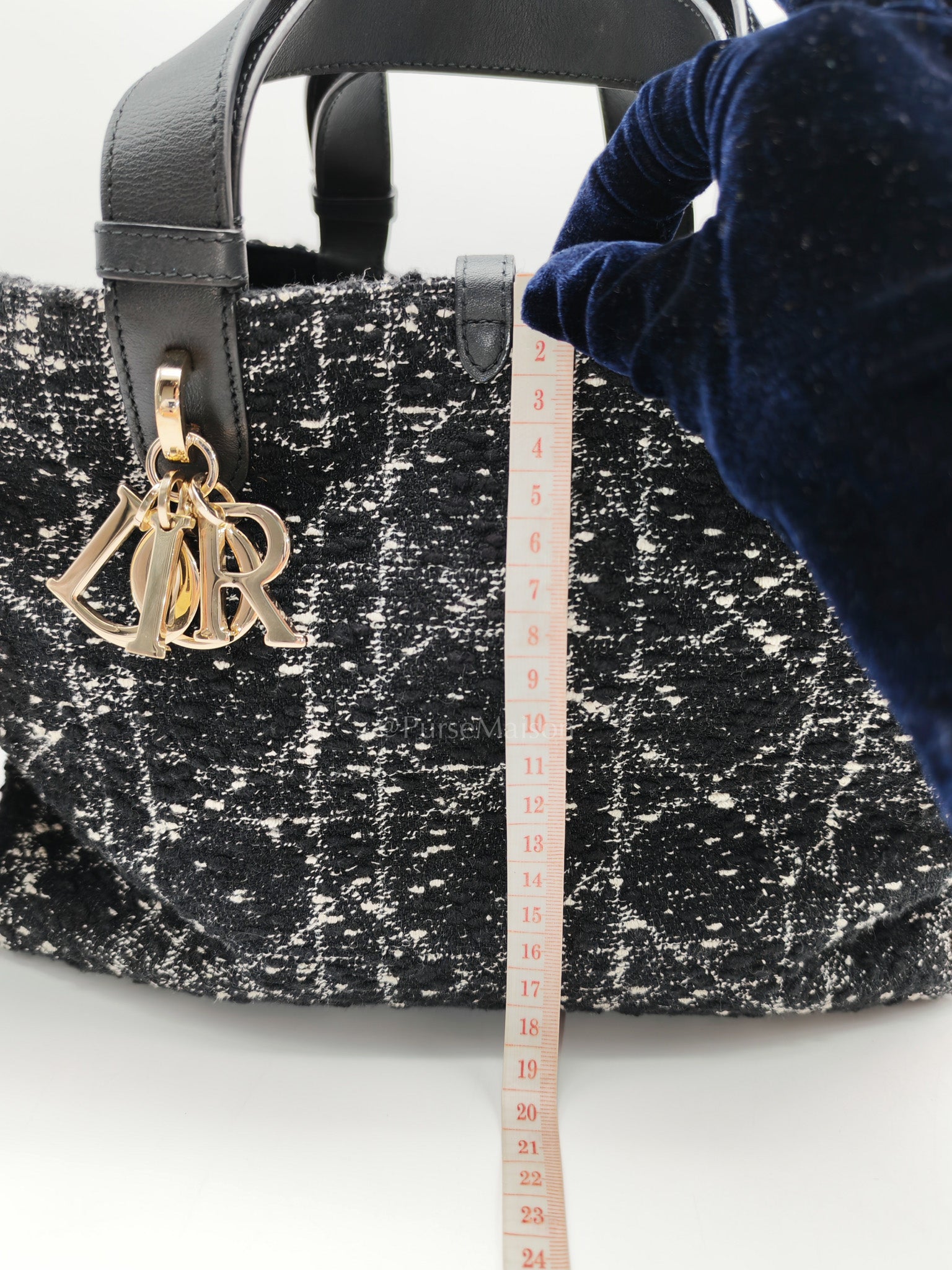 Toujours Medium in Black Calfskin and Tweed Canvas