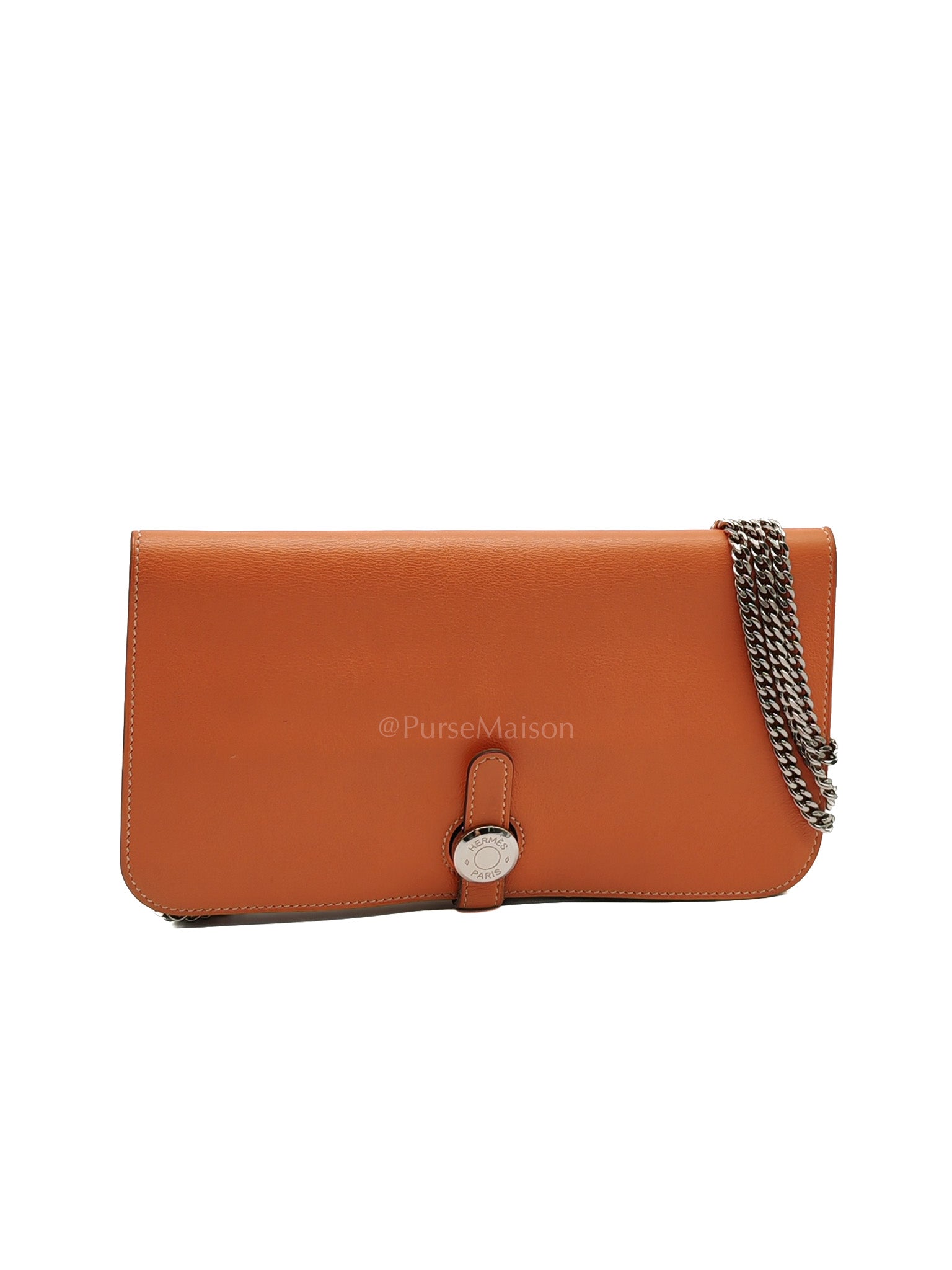 Dogon Duo Wallet in Classic Orange Evercalf Leather & Palladium Hardware Stamp Sqaure Q (2013)
