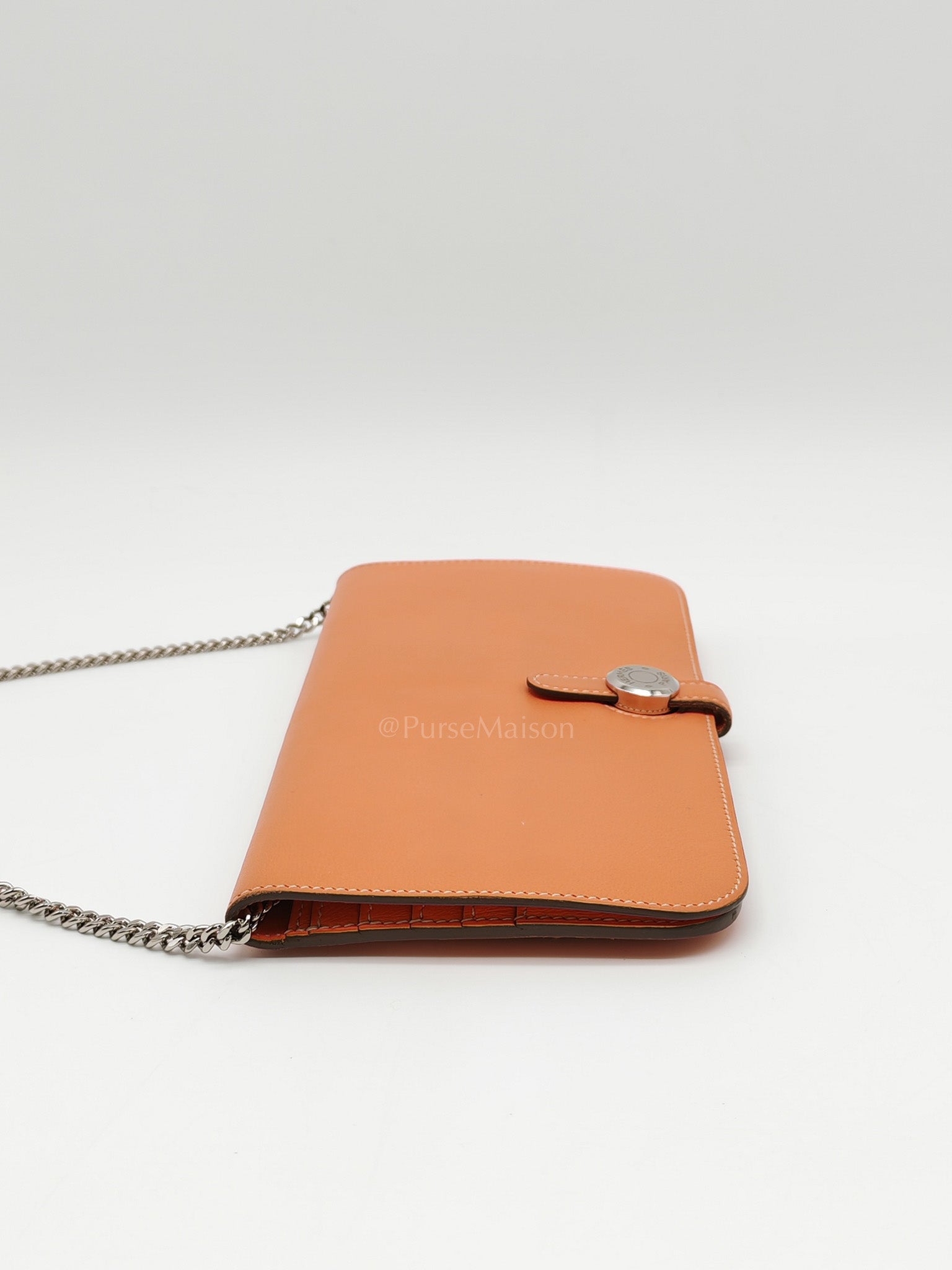 Dogon Duo Wallet in Classic Orange Evercalf Leather & Palladium Hardware Stamp Sqaure Q (2013)