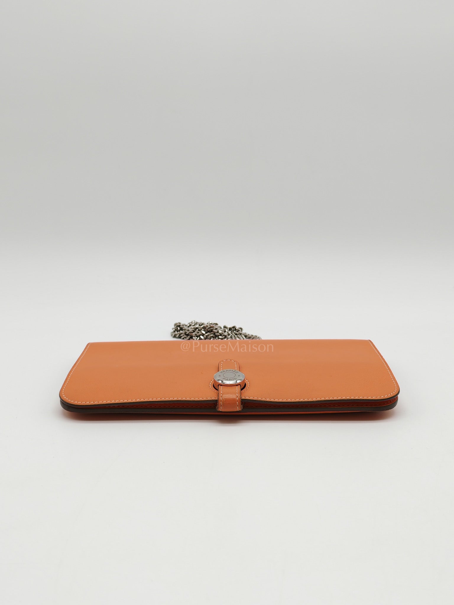 Dogon Duo Wallet in Classic Orange Evercalf Leather & Palladium Hardware Stamp Sqaure Q (2013)
