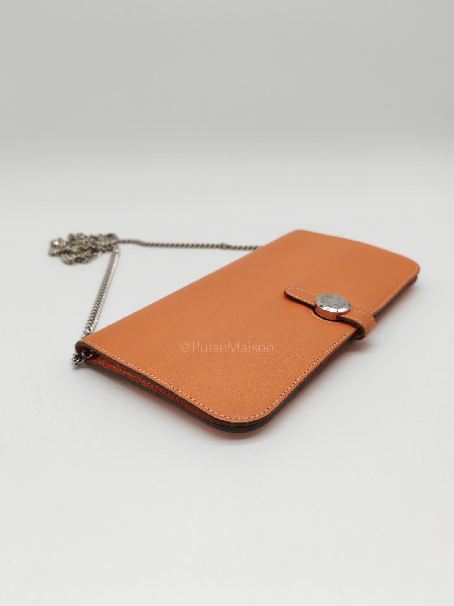 Dogon Duo Wallet in Classic Orange Evercalf Leather & Palladium Hardware Stamp Sqaure Q (2013)