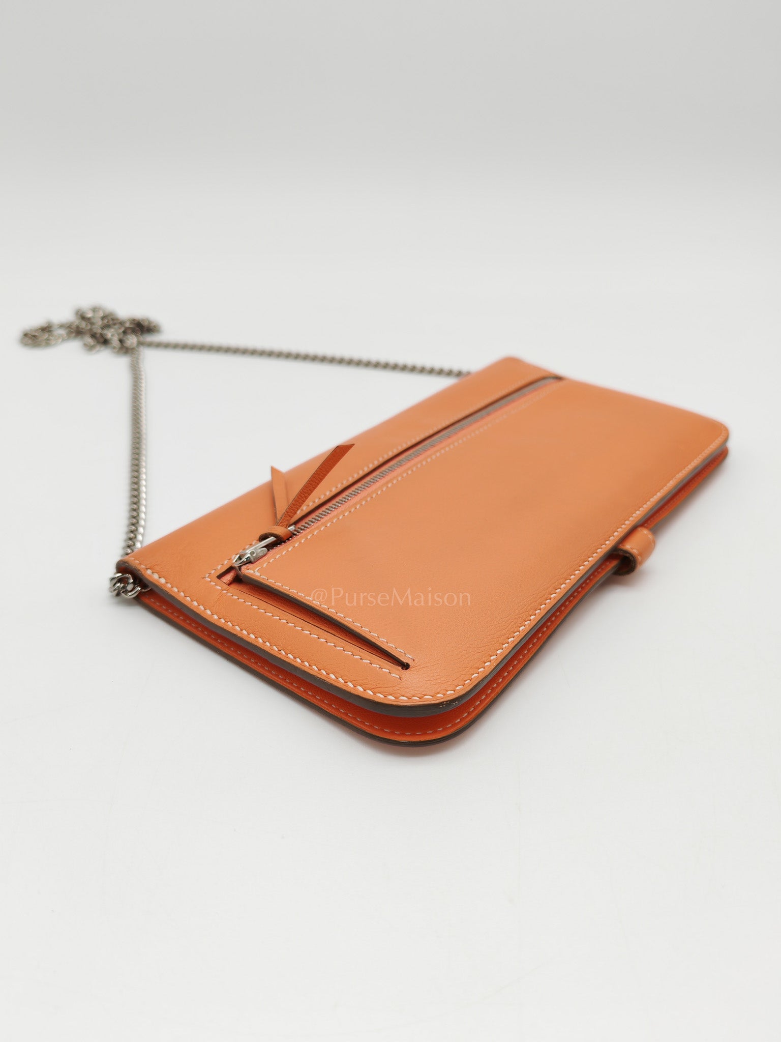 Dogon Duo Wallet in Classic Orange Evercalf Leather & Palladium Hardware Stamp Sqaure Q (2013)