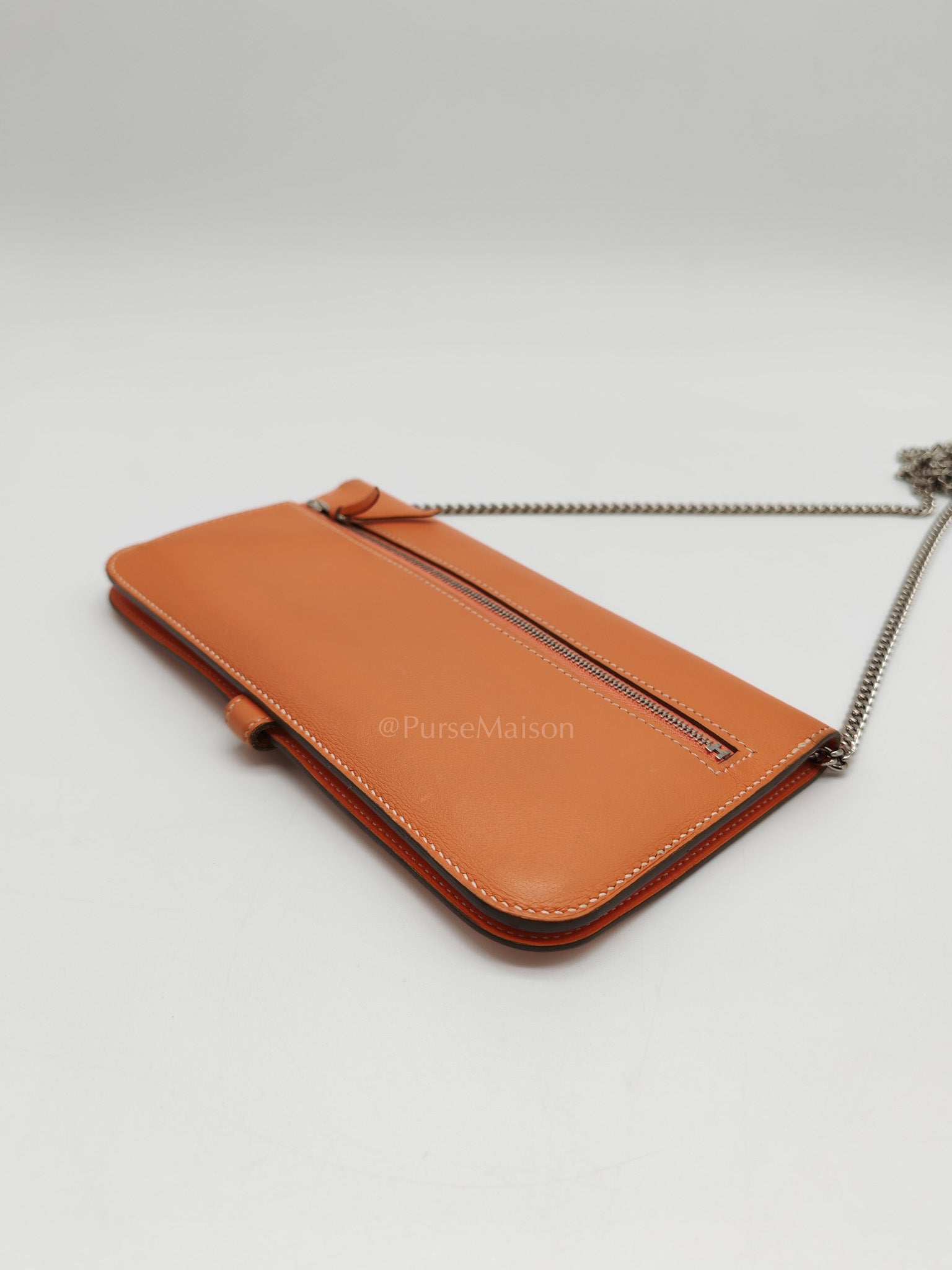 Dogon Duo Wallet in Classic Orange Evercalf Leather & Palladium Hardware Stamp Sqaure Q (2013)