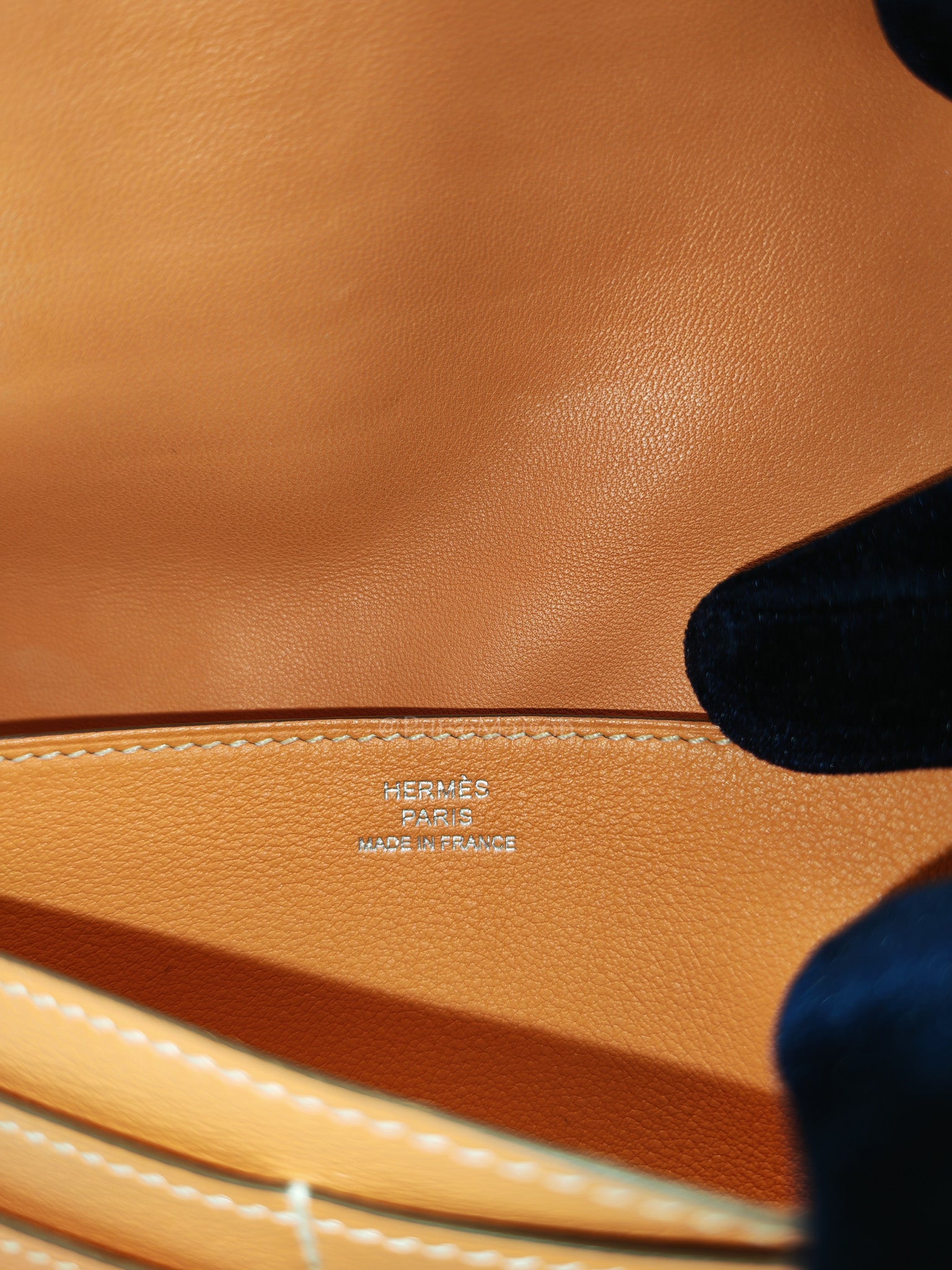 Dogon Duo Wallet in Classic Orange Evercalf Leather & Palladium Hardware Stamp Sqaure Q (2013)
