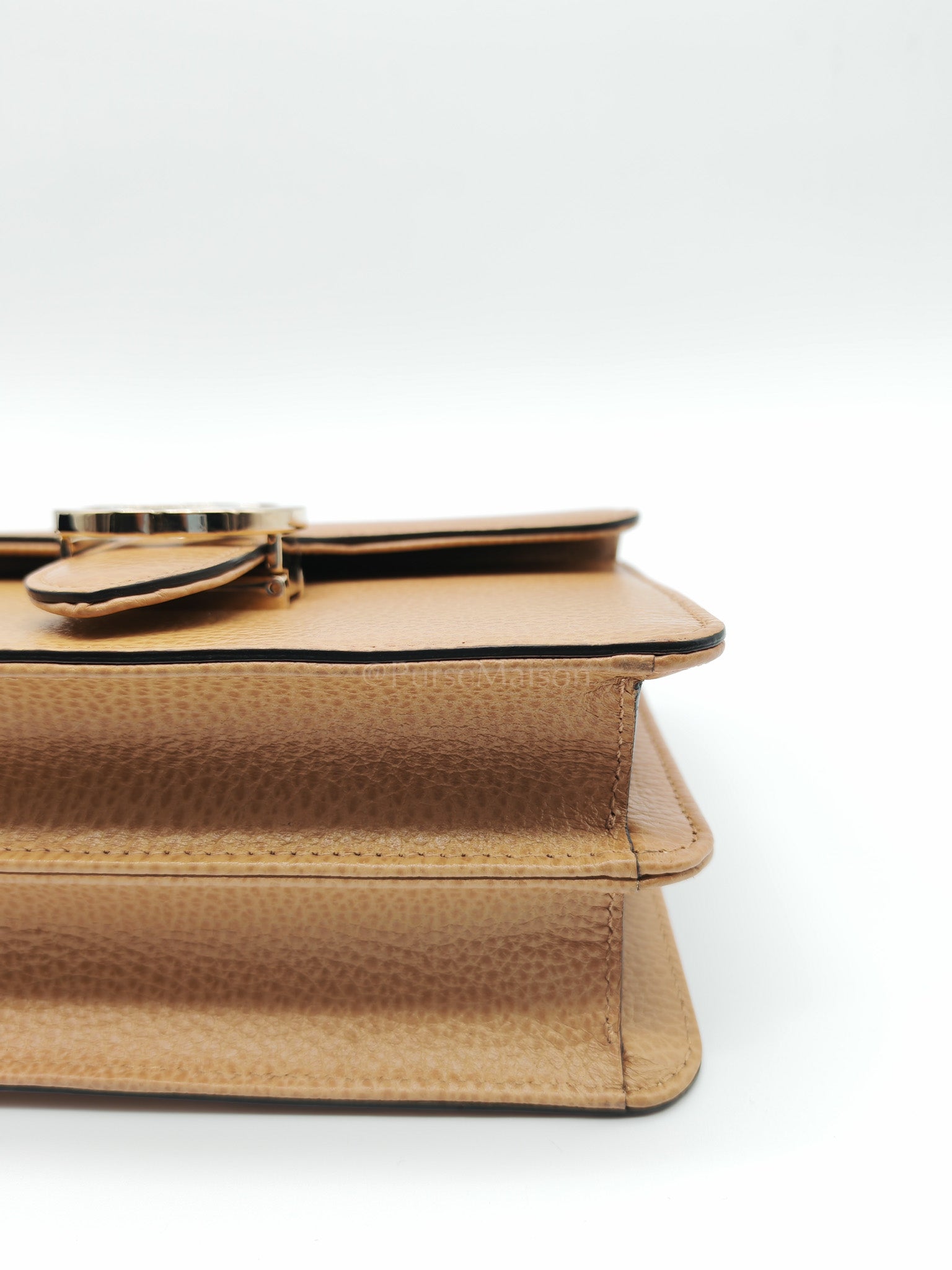 Dollar Calfskin Small Interlocking GG Shoulder Bag Gold Hardware Beige | Purse Maison Luxury Bags Shop