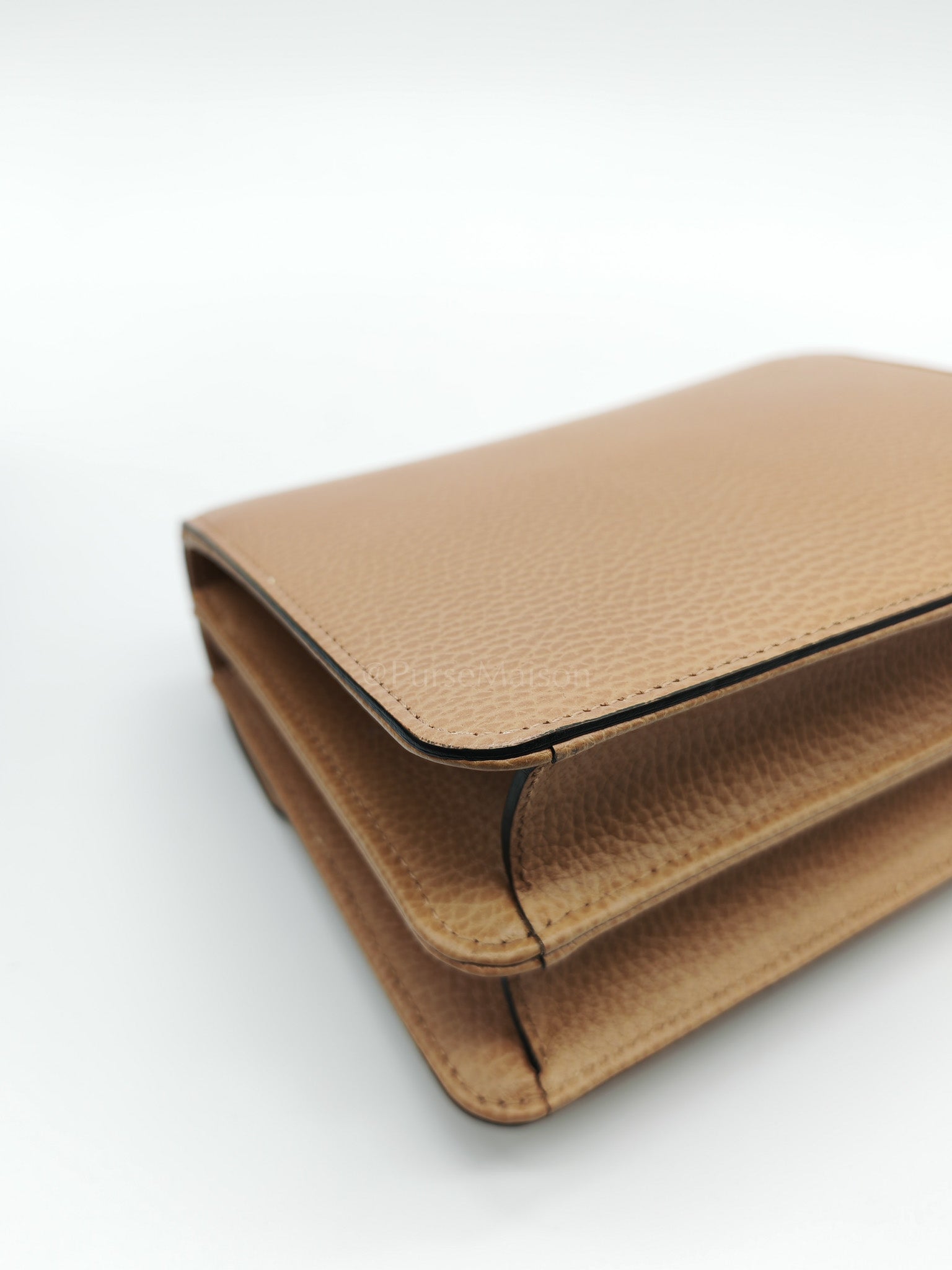 Dollar Calfskin Small Interlocking GG Shoulder Bag Gold Hardware Beige | Purse Maison Luxury Bags Shop