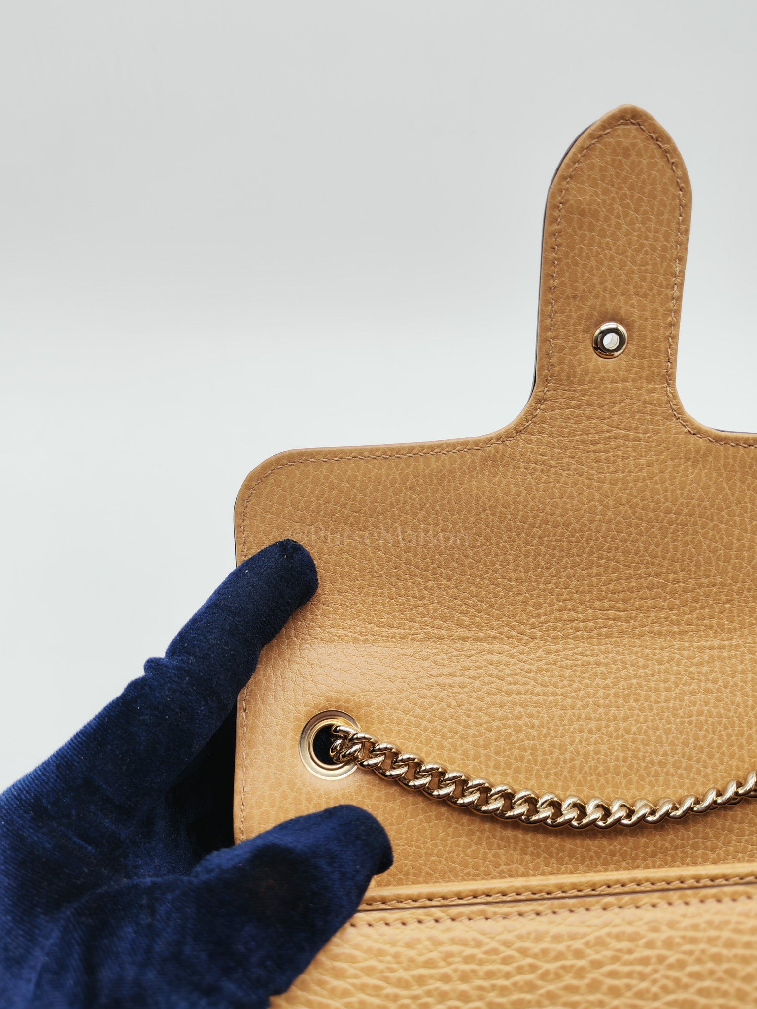 Dollar Calfskin Small Interlocking GG Shoulder Bag Gold Hardware Beige | Purse Maison Luxury Bags Shop