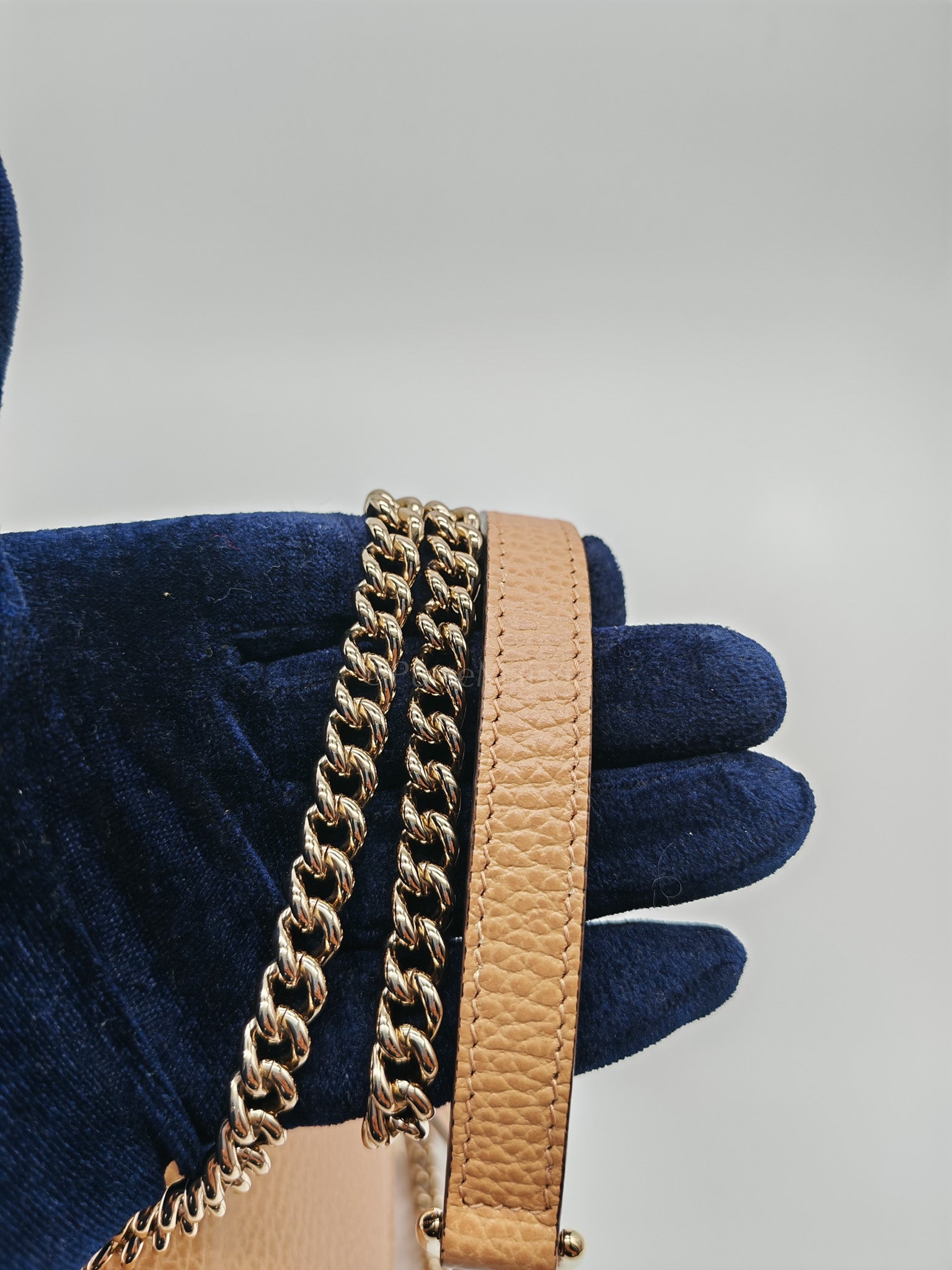 Dollar Calfskin Small Interlocking GG Shoulder Bag Gold Hardware Beige | Purse Maison Luxury Bags Shop