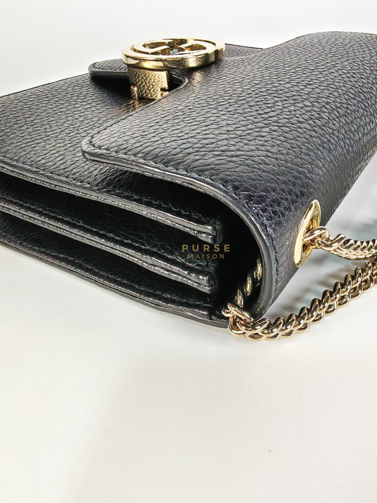 Dollar Calfskin Small Interlocking GG Shoulder Bag Gold Hardware | Purse Maison Luxury Bags Shop
