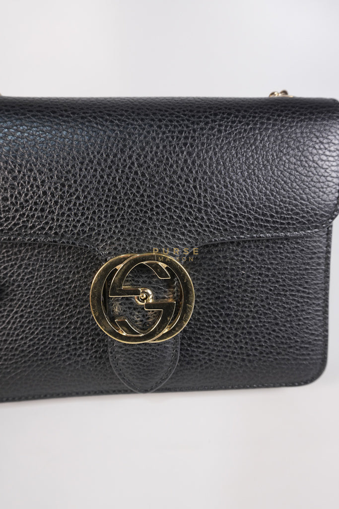 Dollar Calfskin Small Interlocking GG Shoulder Bag Gold Hardware | Purse Maison Luxury Bags Shop