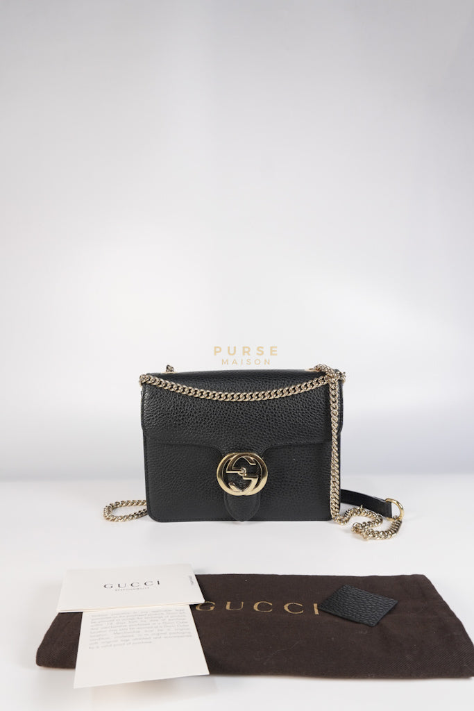 Dollar Calfskin Small Interlocking GG Shoulder Bag Gold Hardware | Purse Maison Luxury Bags Shop