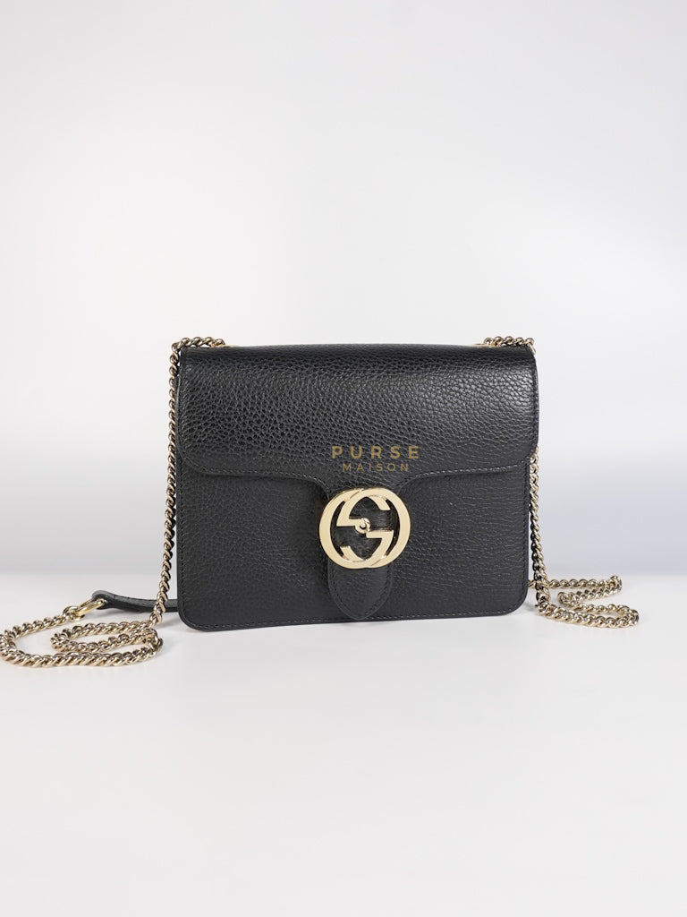 Dollar Calfskin Small Interlocking GG Shoulder Bag Gold Hardware | Purse Maison Luxury Bags Shop