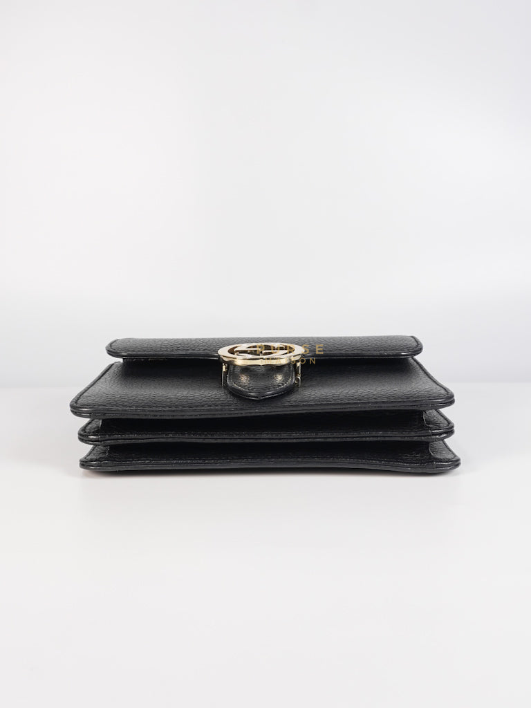 Dollar Calfskin Small Interlocking GG Shoulder Bag Gold Hardware | Purse Maison Luxury Bags Shop