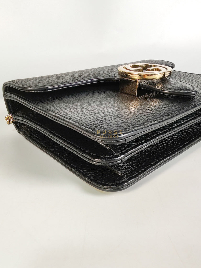 Dollar Calfskin Small Interlocking GG Shoulder Bag Gold Hardware | Purse Maison Luxury Bags Shop