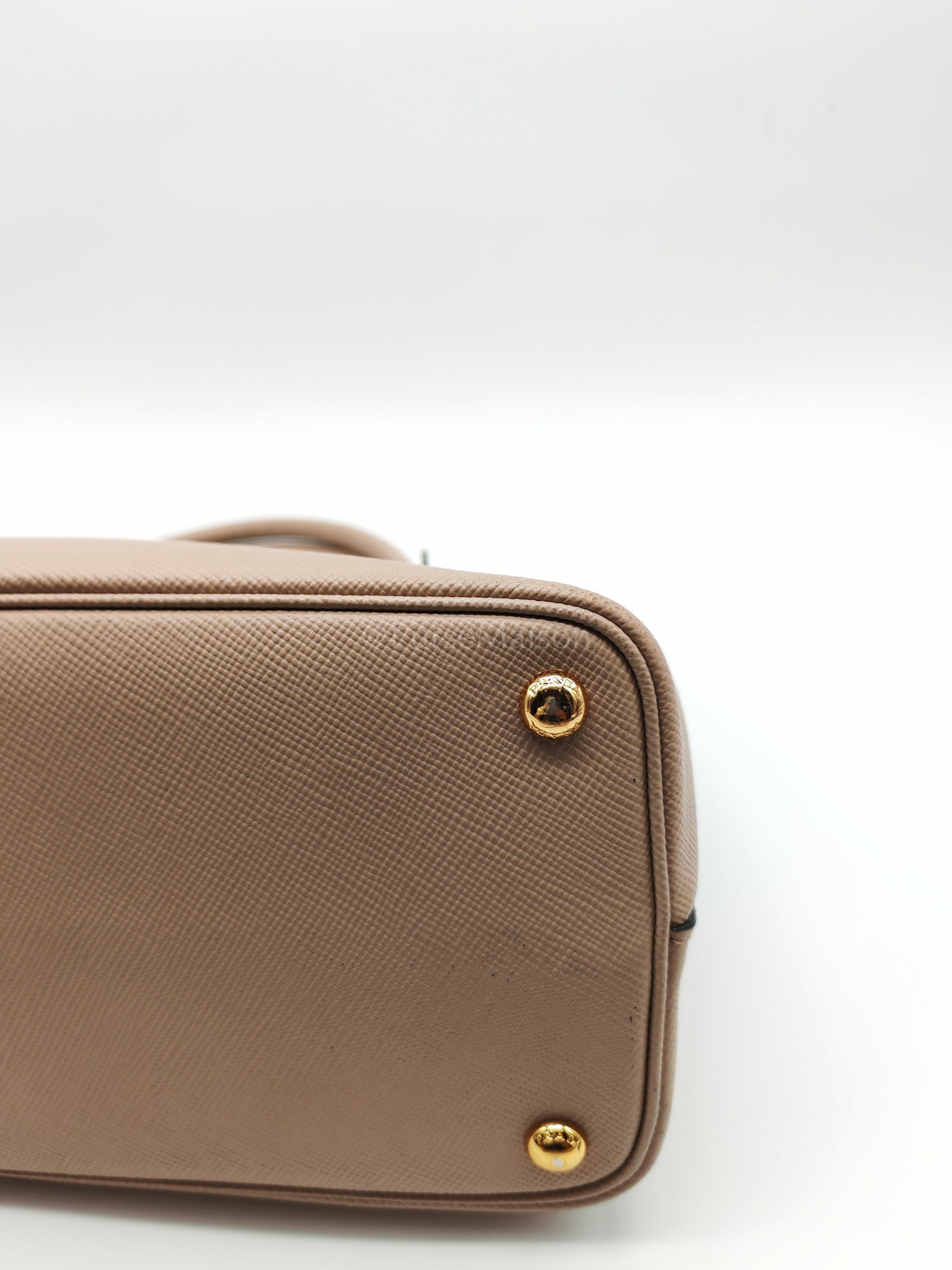 Double Bag in Light Beige Saffiano Cuir Leather Shoulder Bag | Purse Maison Luxury Bags Shop