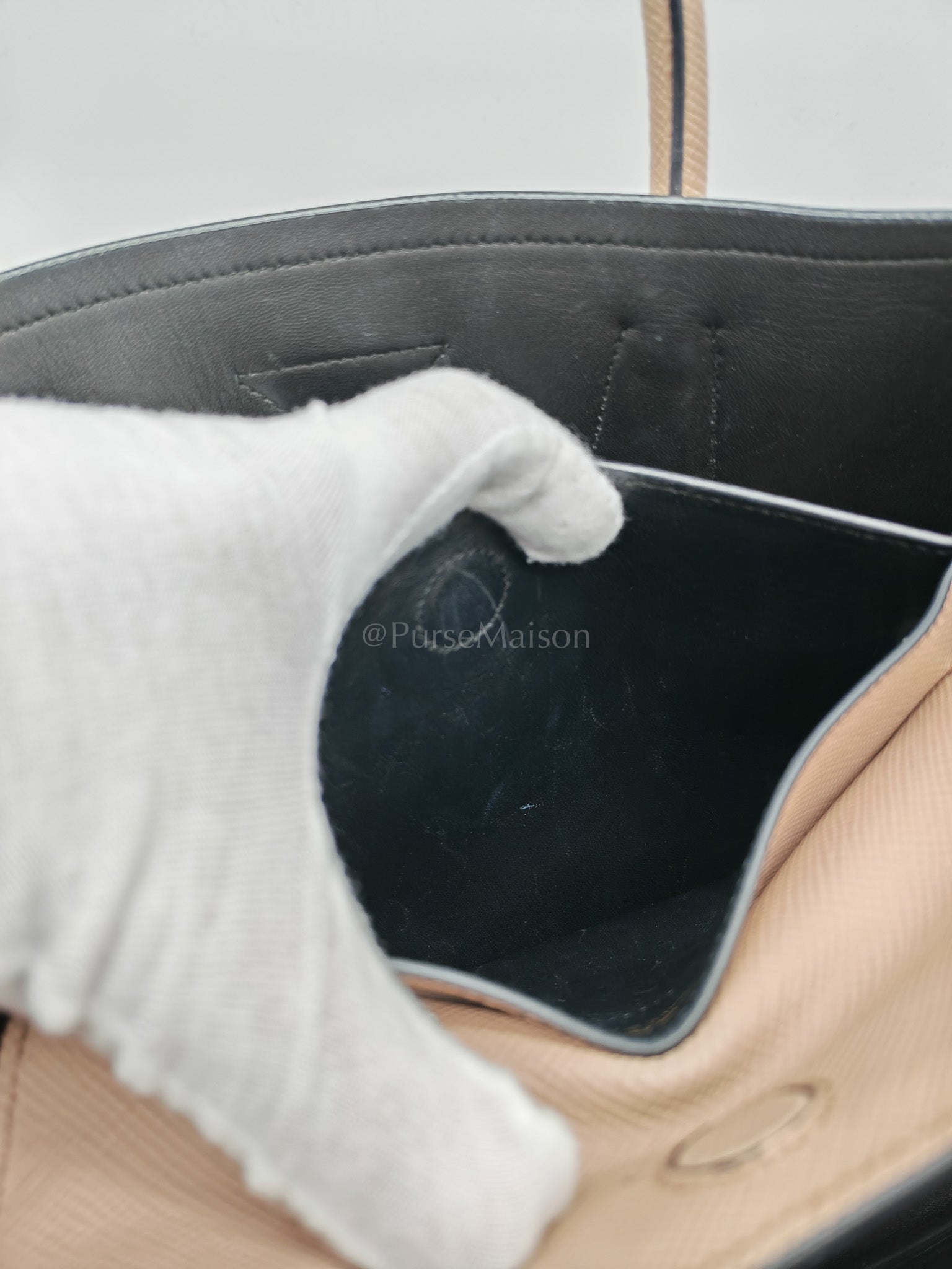 Double Bag in Light Beige Saffiano Cuir Leather Shoulder Bag | Purse Maison Luxury Bags Shop