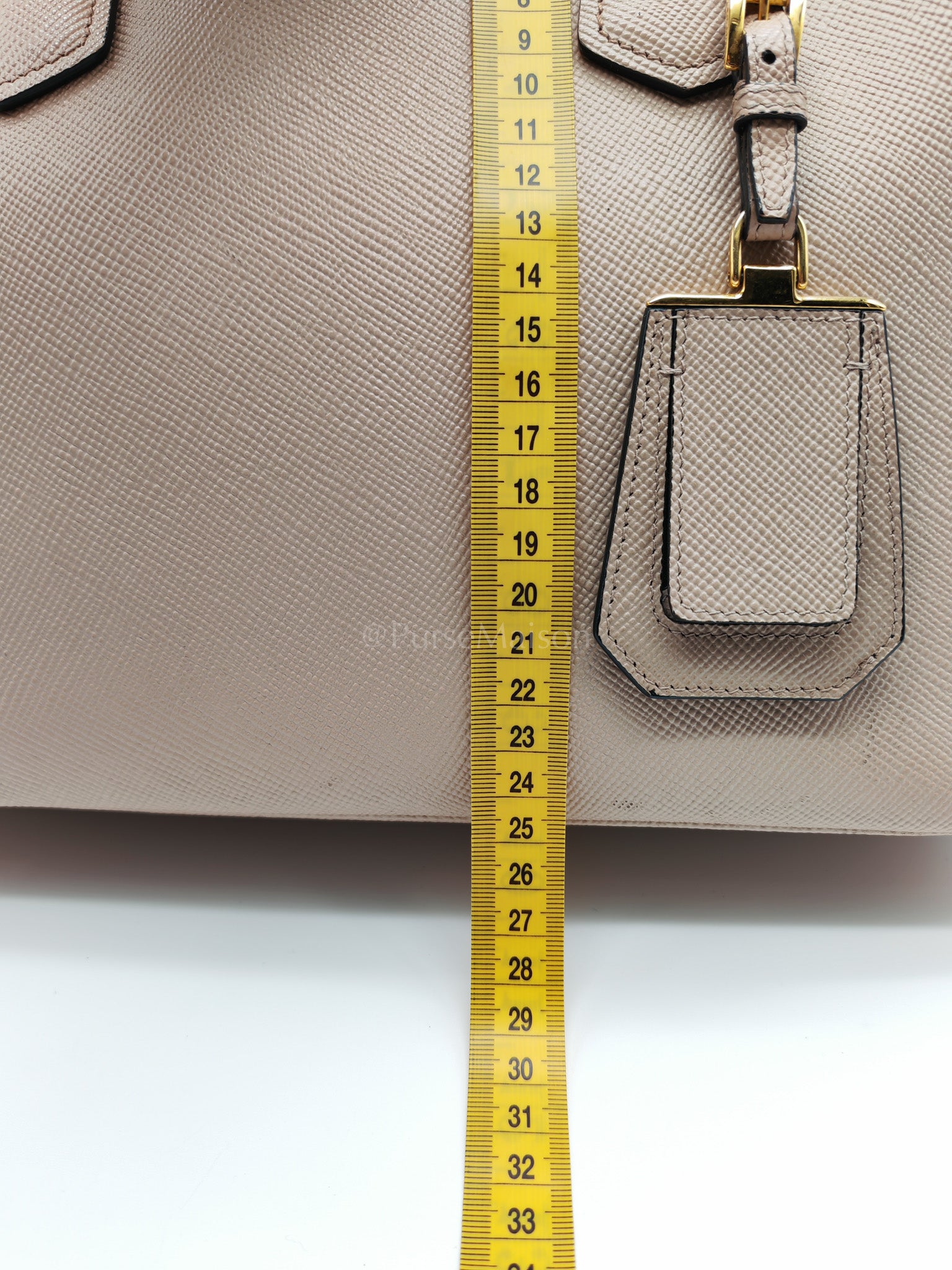 Double Bag in Light Beige Saffiano Cuir Leather Shoulder Bag | Purse Maison Luxury Bags Shop