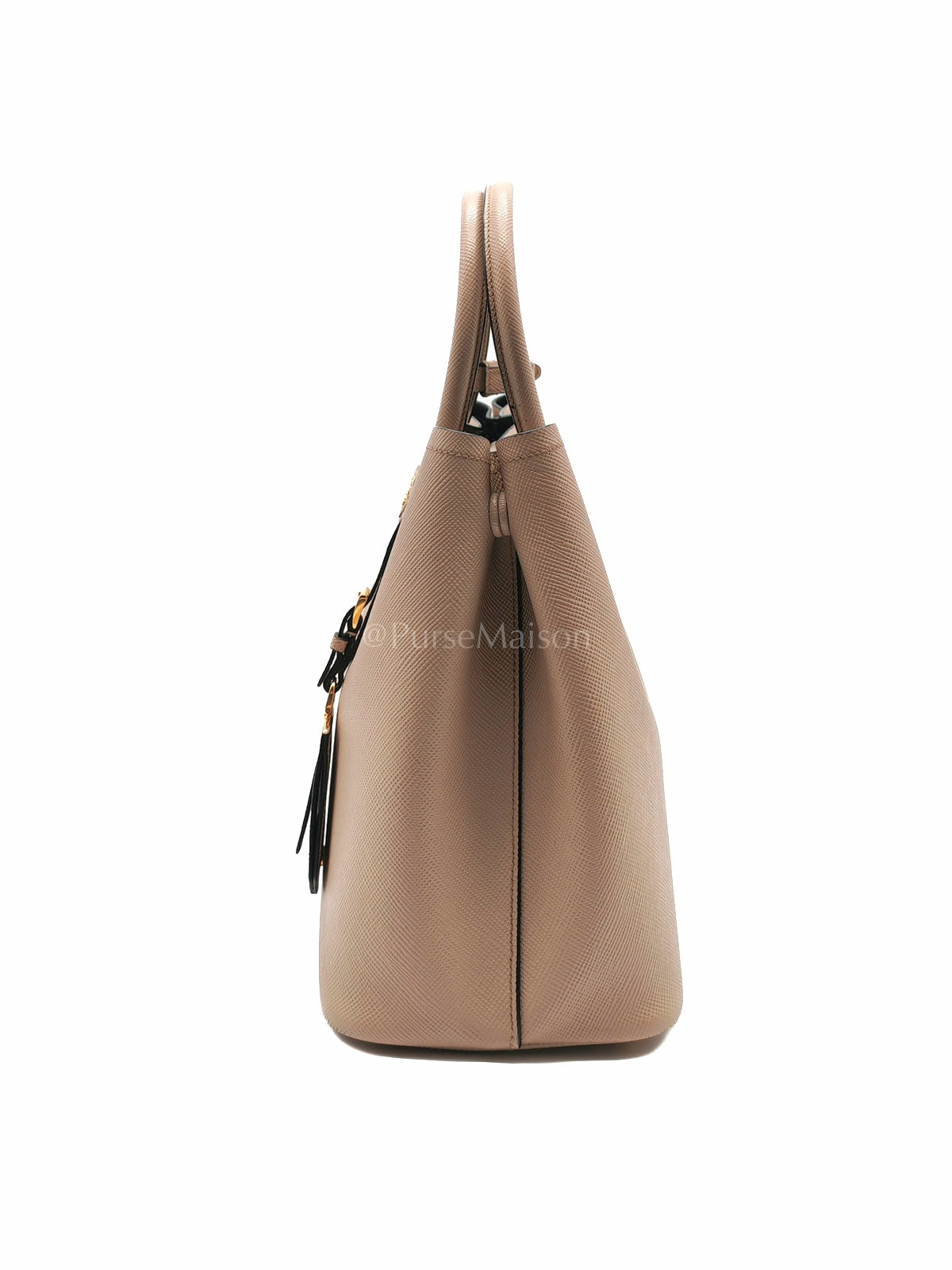 Double Bag in Light Beige Saffiano Cuir Leather Shoulder Bag | Purse Maison Luxury Bags Shop