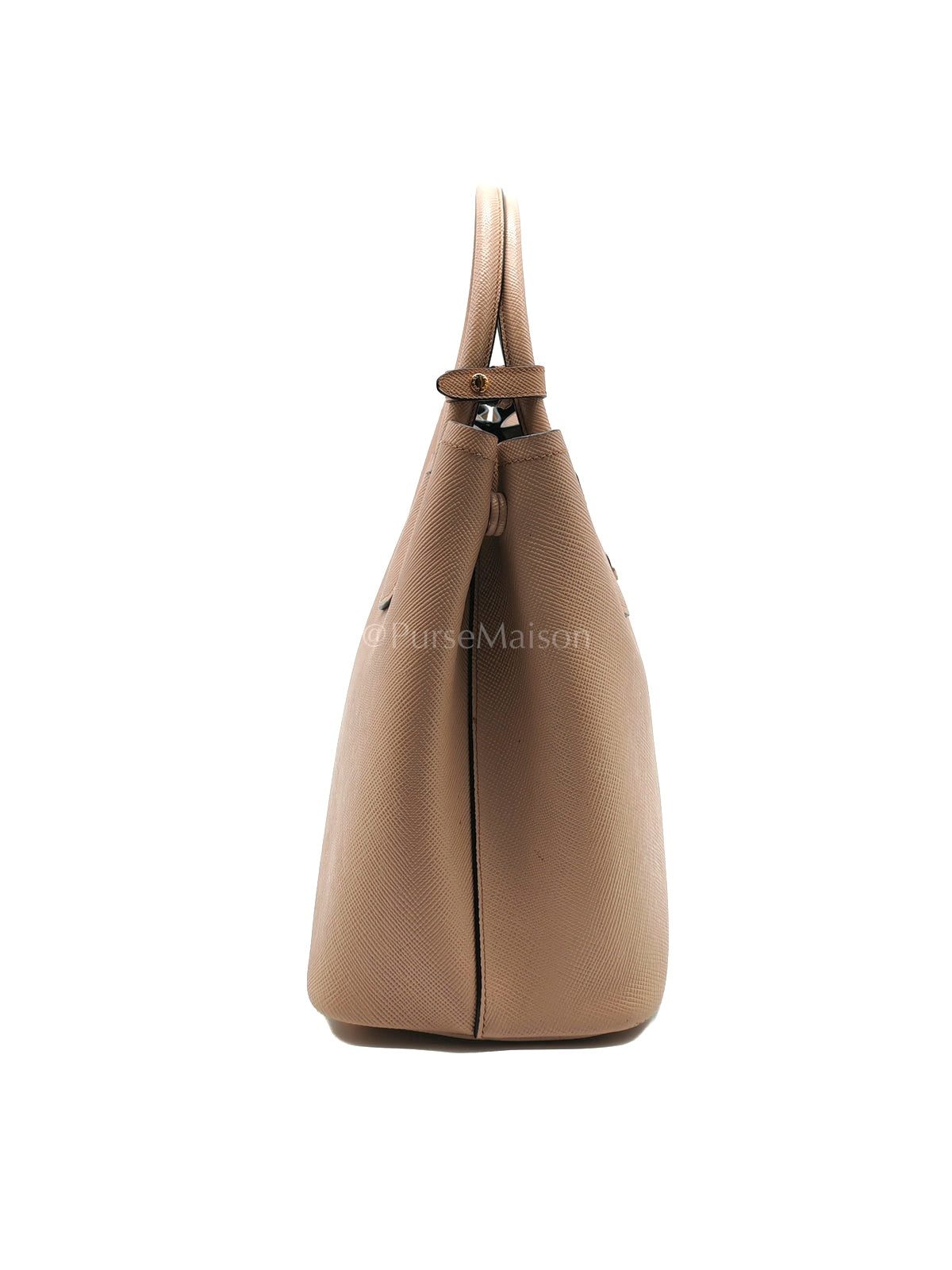Double Bag in Light Beige Saffiano Cuir Leather Shoulder Bag | Purse Maison Luxury Bags Shop