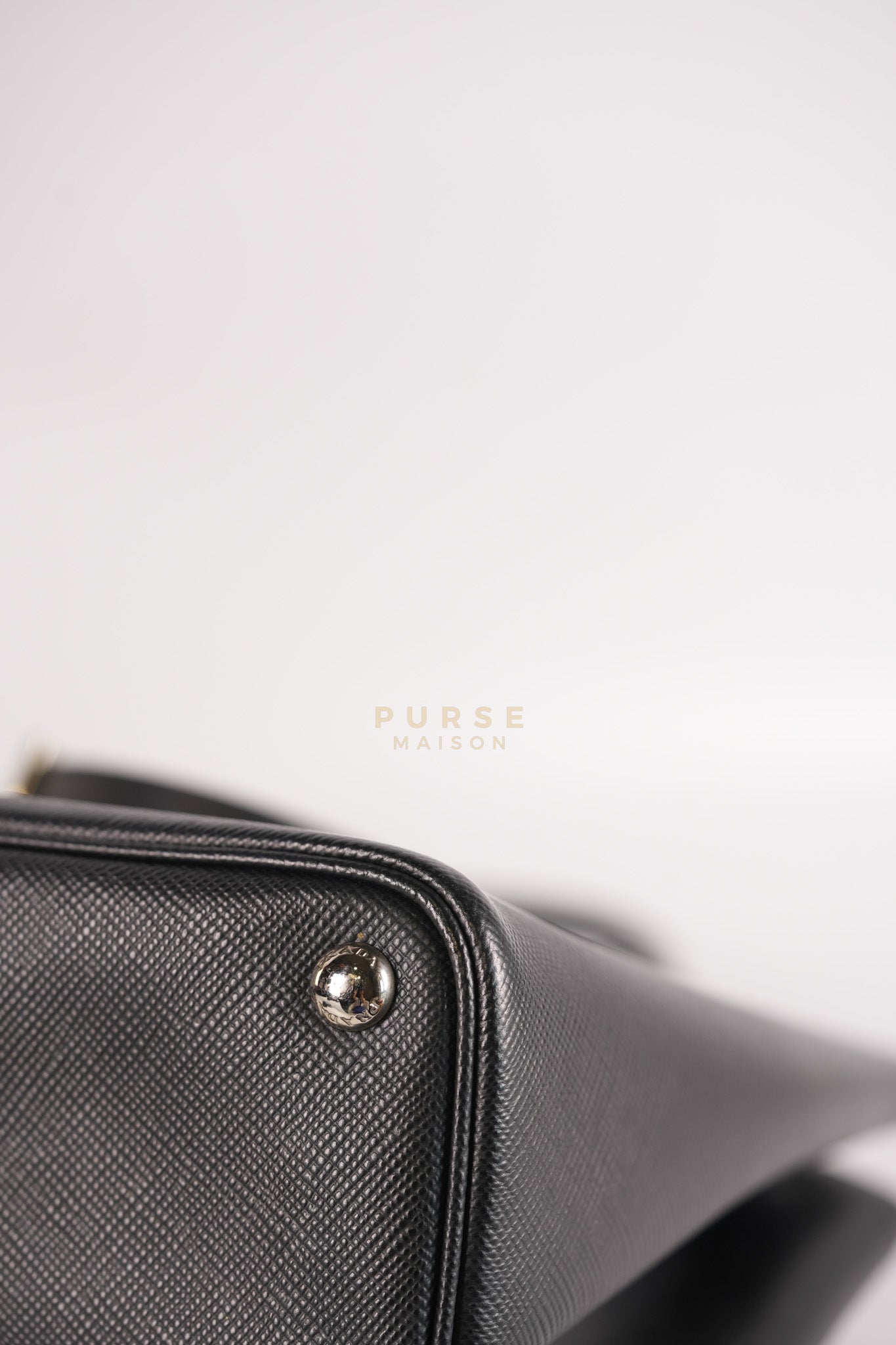 Double Bag Large in Black/Nero Saffiano Cuir Leather Silver Hardware | Purse Maison Luxury Bags Shop