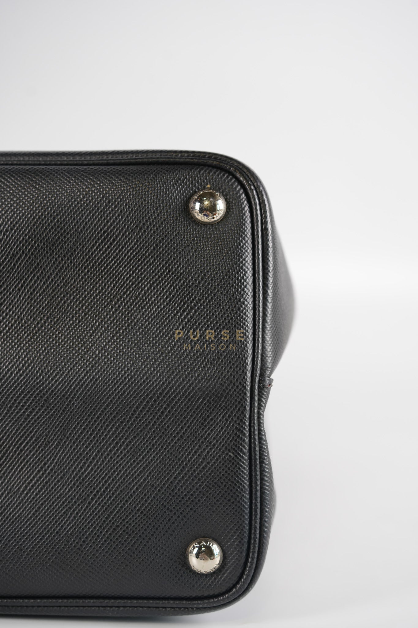 Double Bag Large in Black/Nero Saffiano Cuir Leather Silver Hardware | Purse Maison Luxury Bags Shop