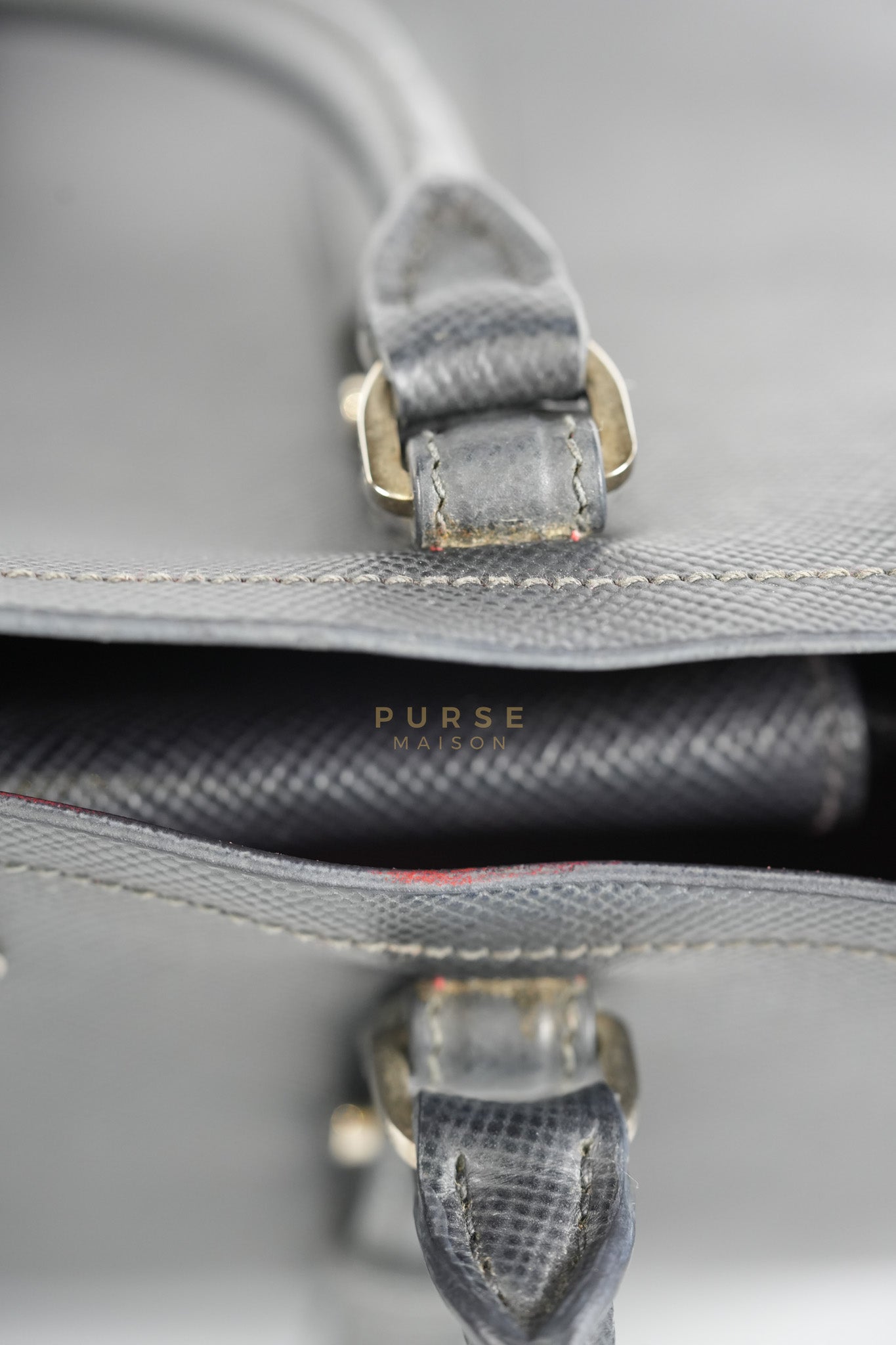 Double Bag Large in Black/Nero Saffiano Cuir Leather Silver Hardware | Purse Maison Luxury Bags Shop