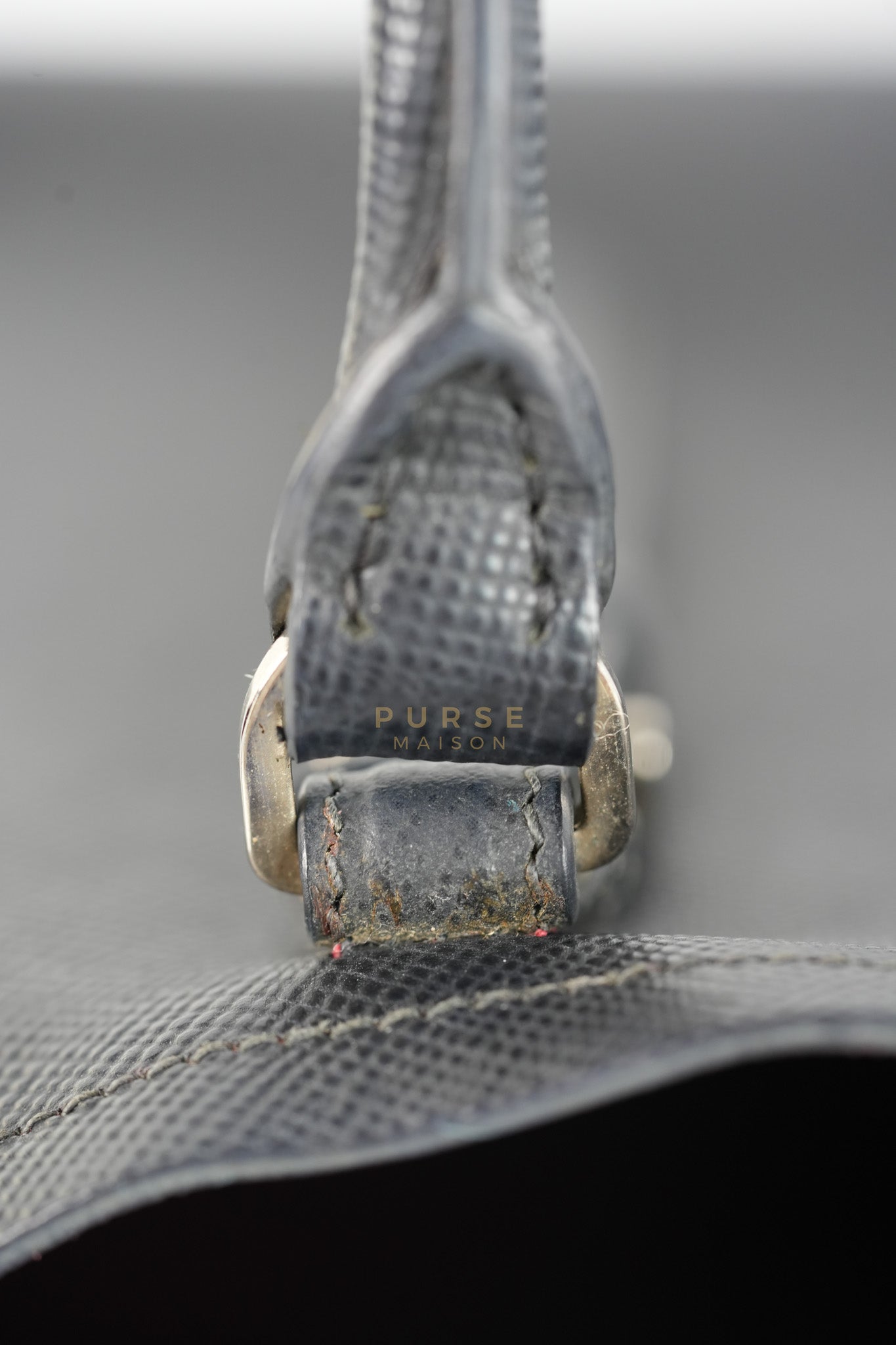 Double Bag Large in Black/Nero Saffiano Cuir Leather Silver Hardware | Purse Maison Luxury Bags Shop