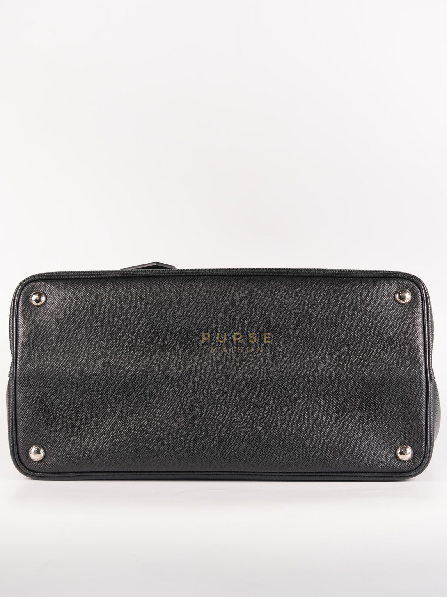 Double Bag Large in Black/Nero Saffiano Cuir Leather Silver Hardware | Purse Maison Luxury Bags Shop