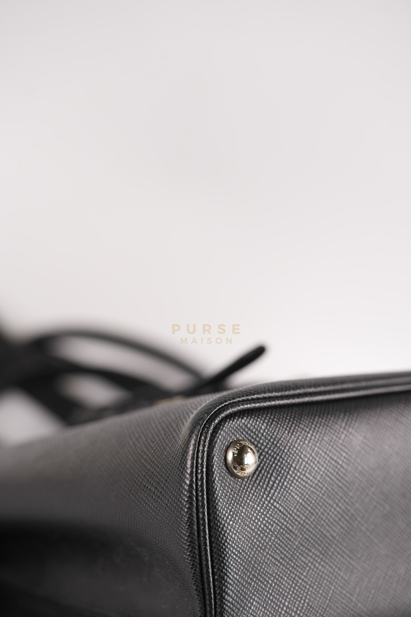 Double Bag Large in Black/Nero Saffiano Cuir Leather Silver Hardware | Purse Maison Luxury Bags Shop