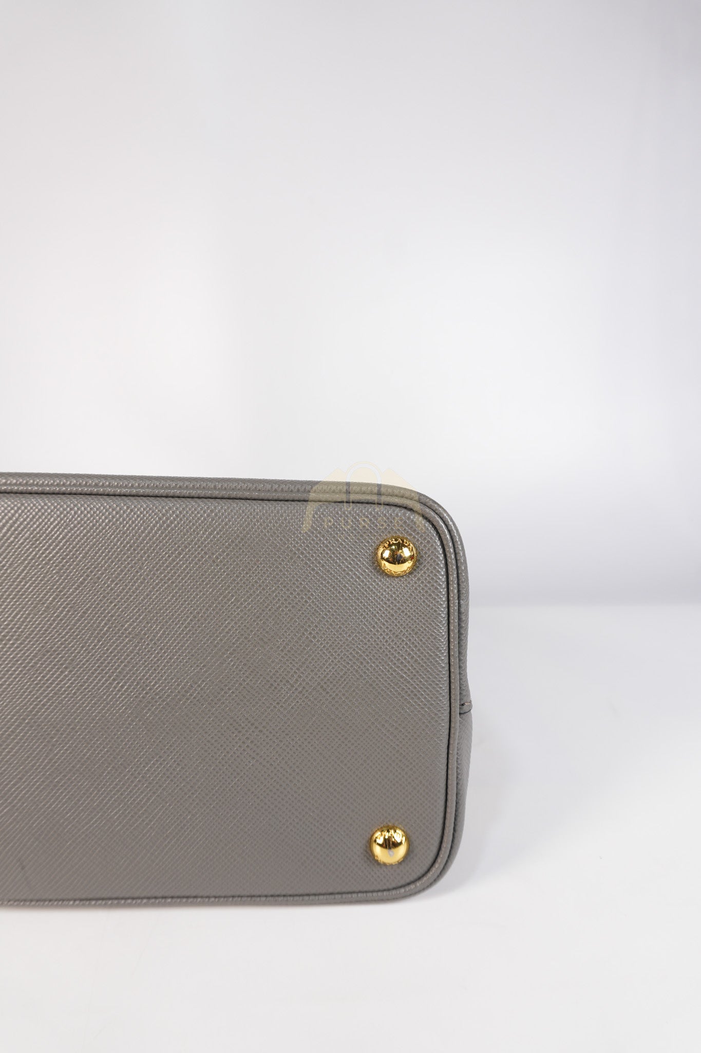 Double Bag Medium Saffiano Cuir Gray/Burgundy Leather Two-Way Bag | Purse Maison Luxury Bags Shop