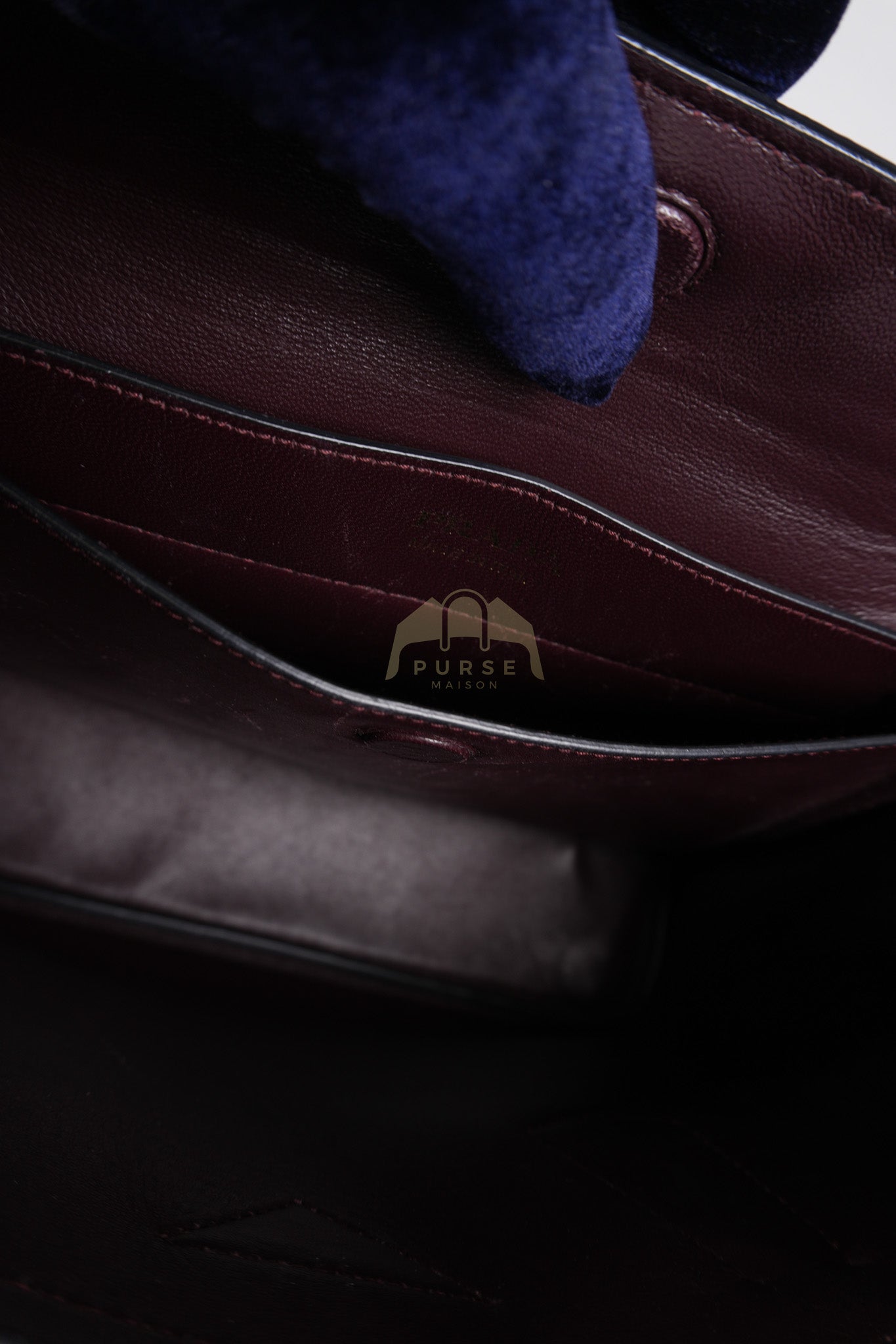 Double Bag Medium Saffiano Cuir Gray/Burgundy Leather Two-Way Bag | Purse Maison Luxury Bags Shop