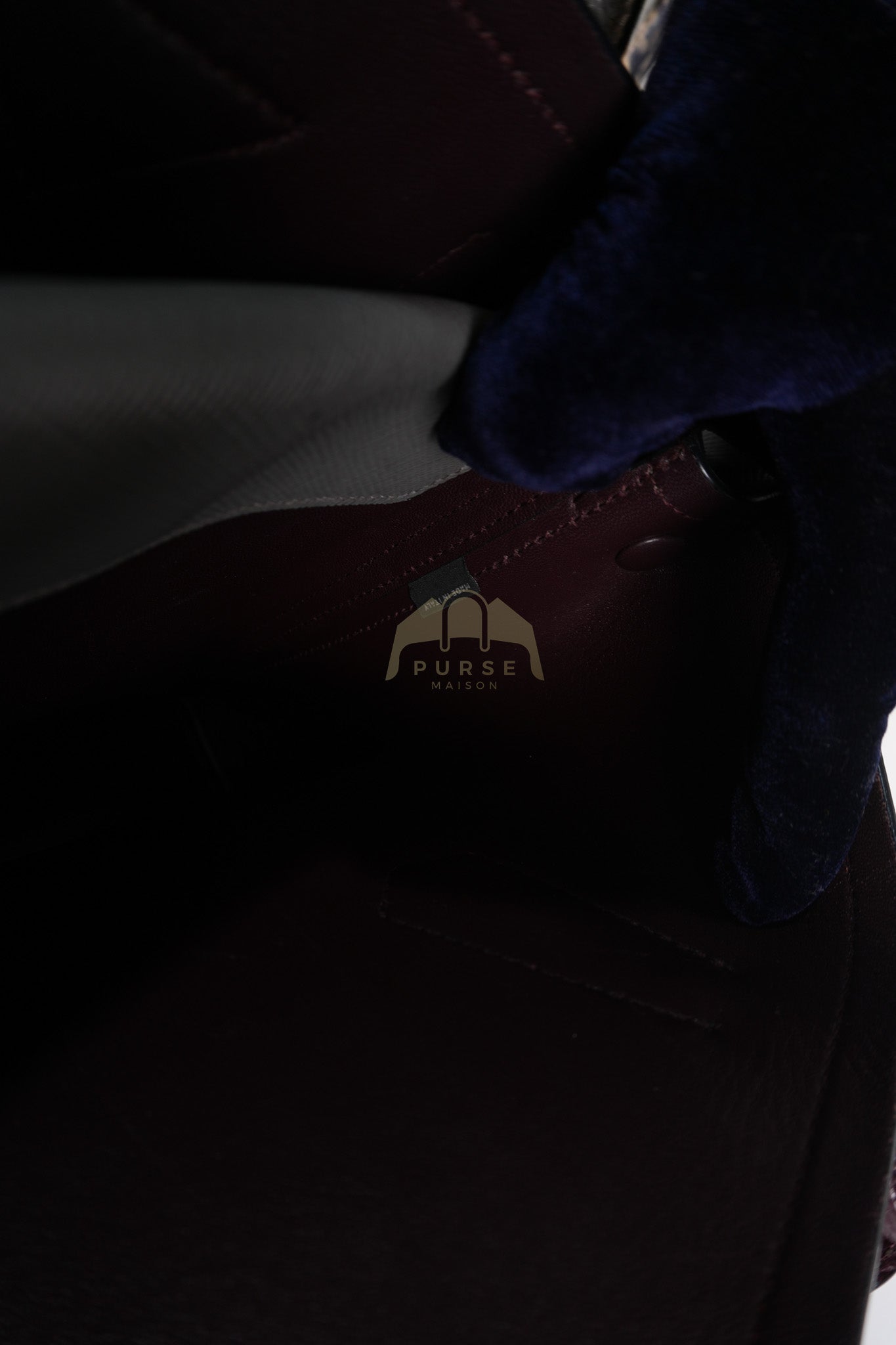 Double Bag Medium Saffiano Cuir Gray/Burgundy Leather Two-Way Bag | Purse Maison Luxury Bags Shop