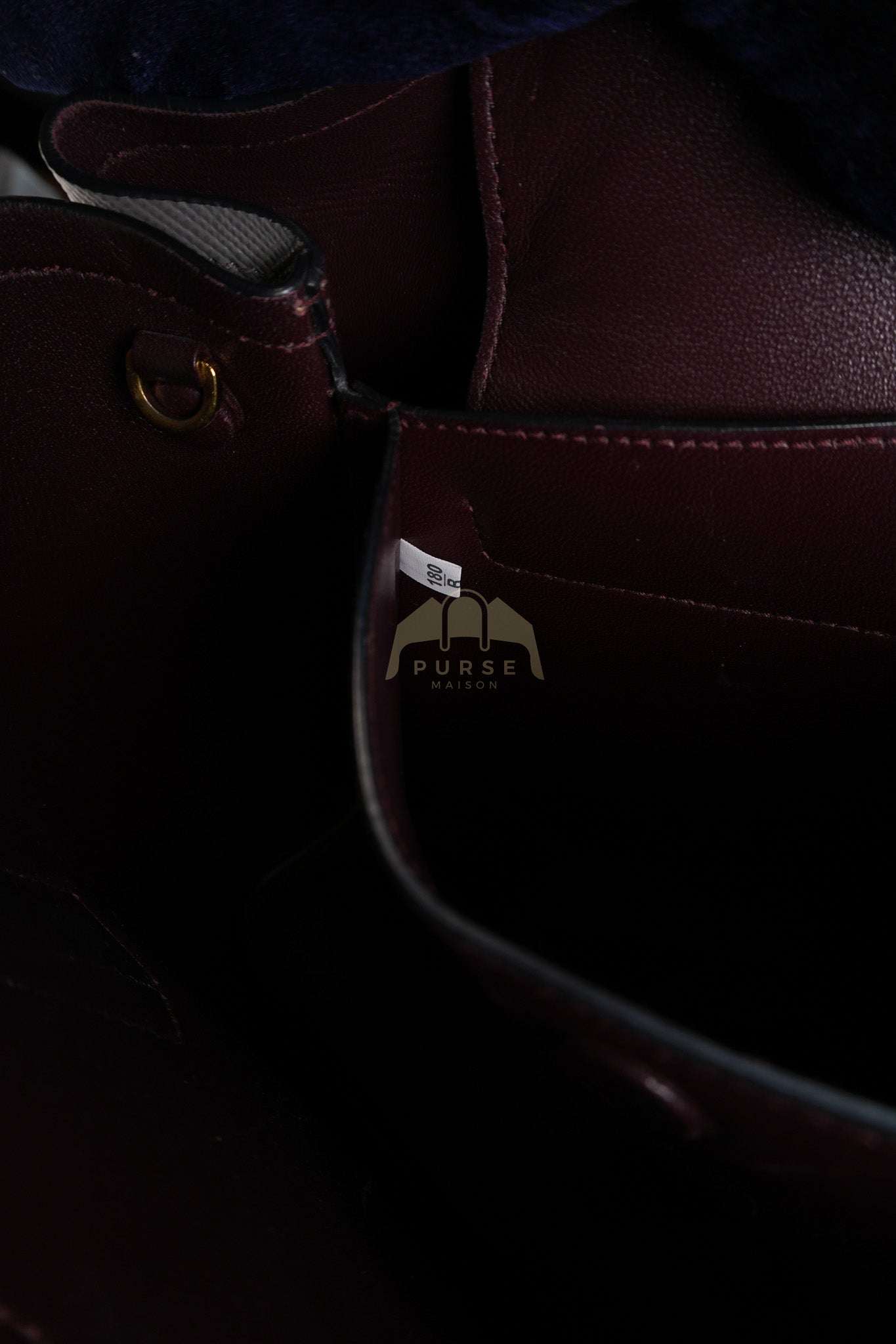 Double Bag Medium Saffiano Cuir Gray/Burgundy Leather Two-Way Bag | Purse Maison Luxury Bags Shop