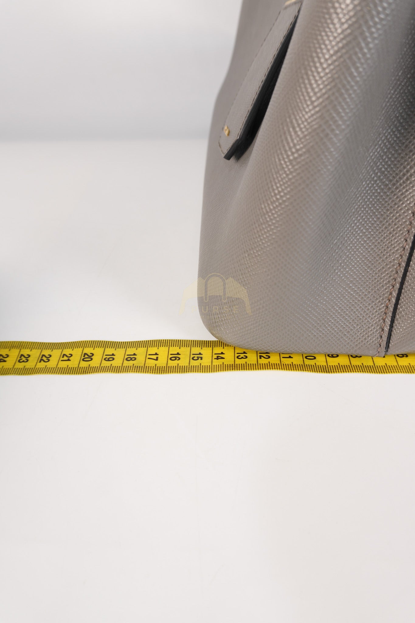 Double Bag Medium Saffiano Cuir Gray/Burgundy Leather Two-Way Bag | Purse Maison Luxury Bags Shop