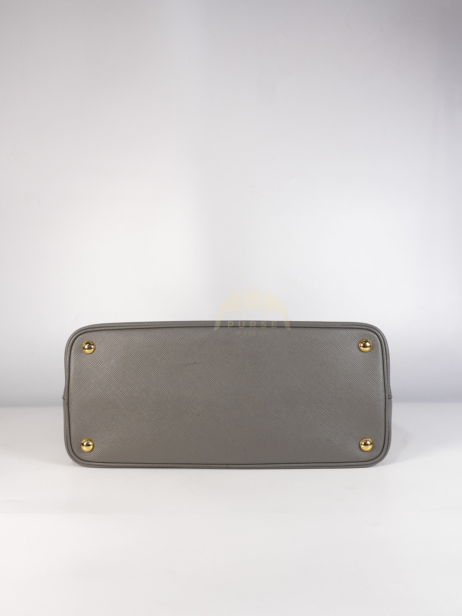 Double Bag Medium Saffiano Cuir Gray/Burgundy Leather Two-Way Bag | Purse Maison Luxury Bags Shop