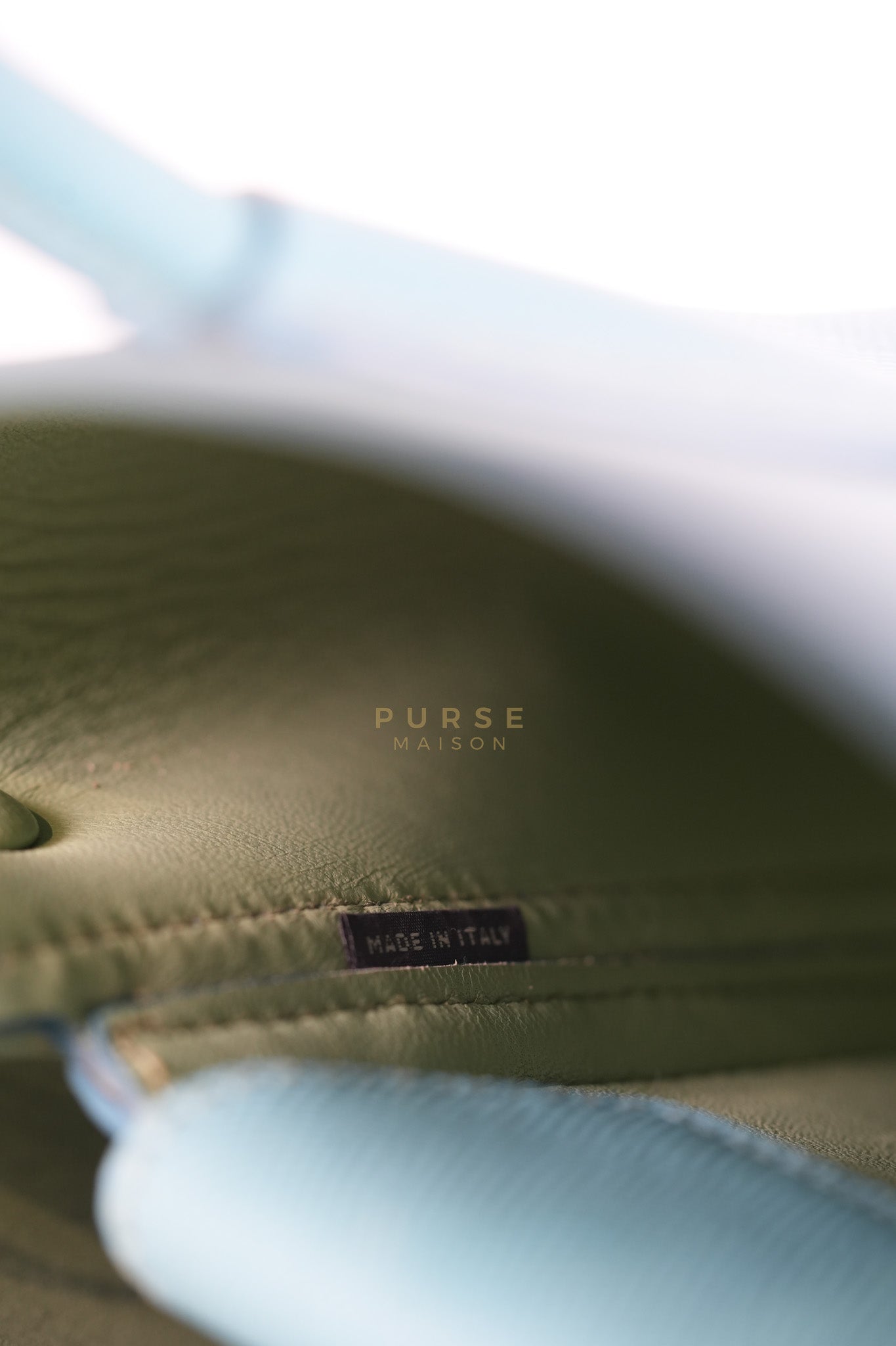 Double Handle Tote Bag Small in Teal Saffiano Cuir Leather | Purse Maison Luxury Bags Shop