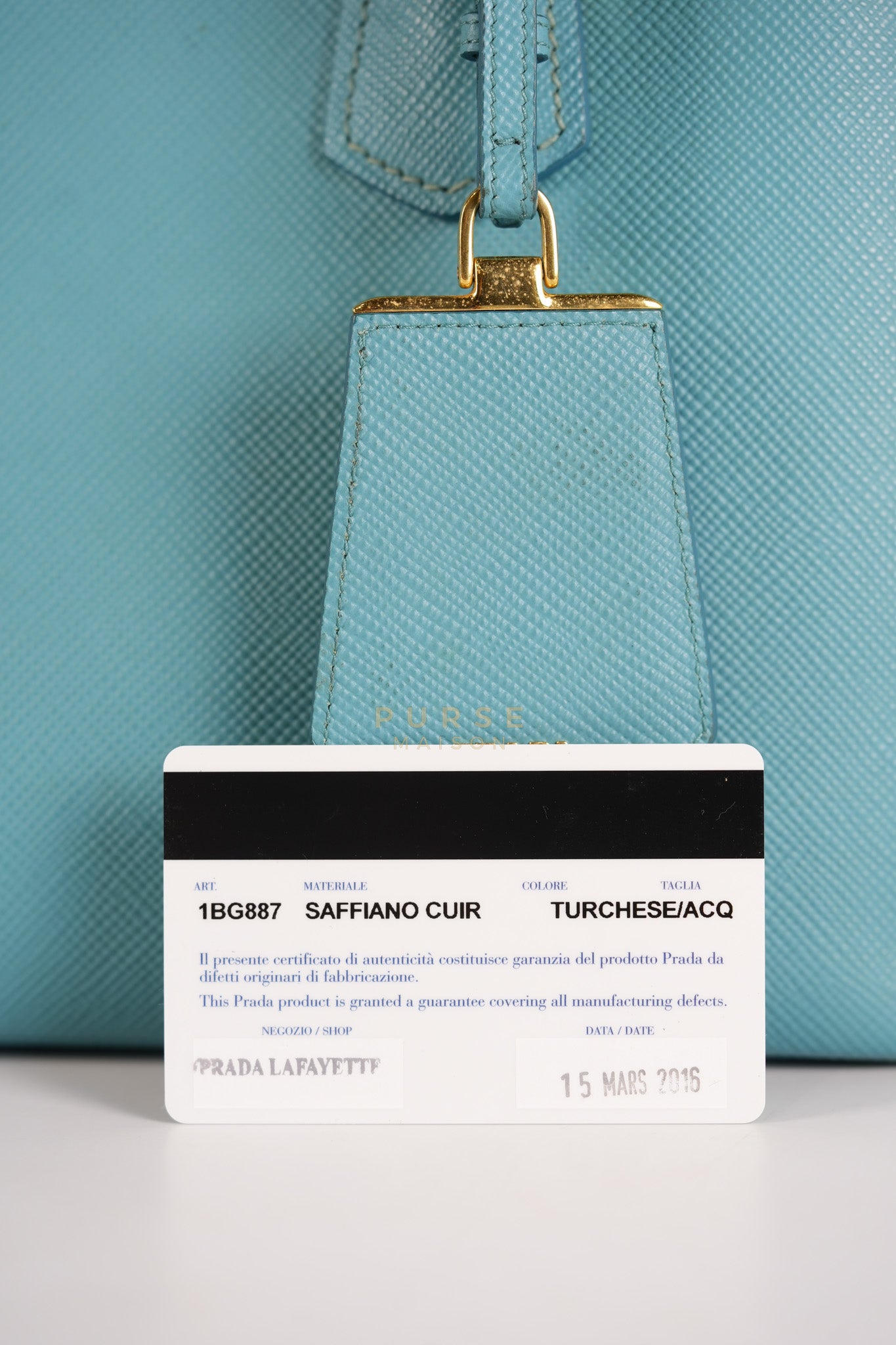 Double Handle Tote Bag Small in Teal Saffiano Cuir Leather | Purse Maison Luxury Bags Shop