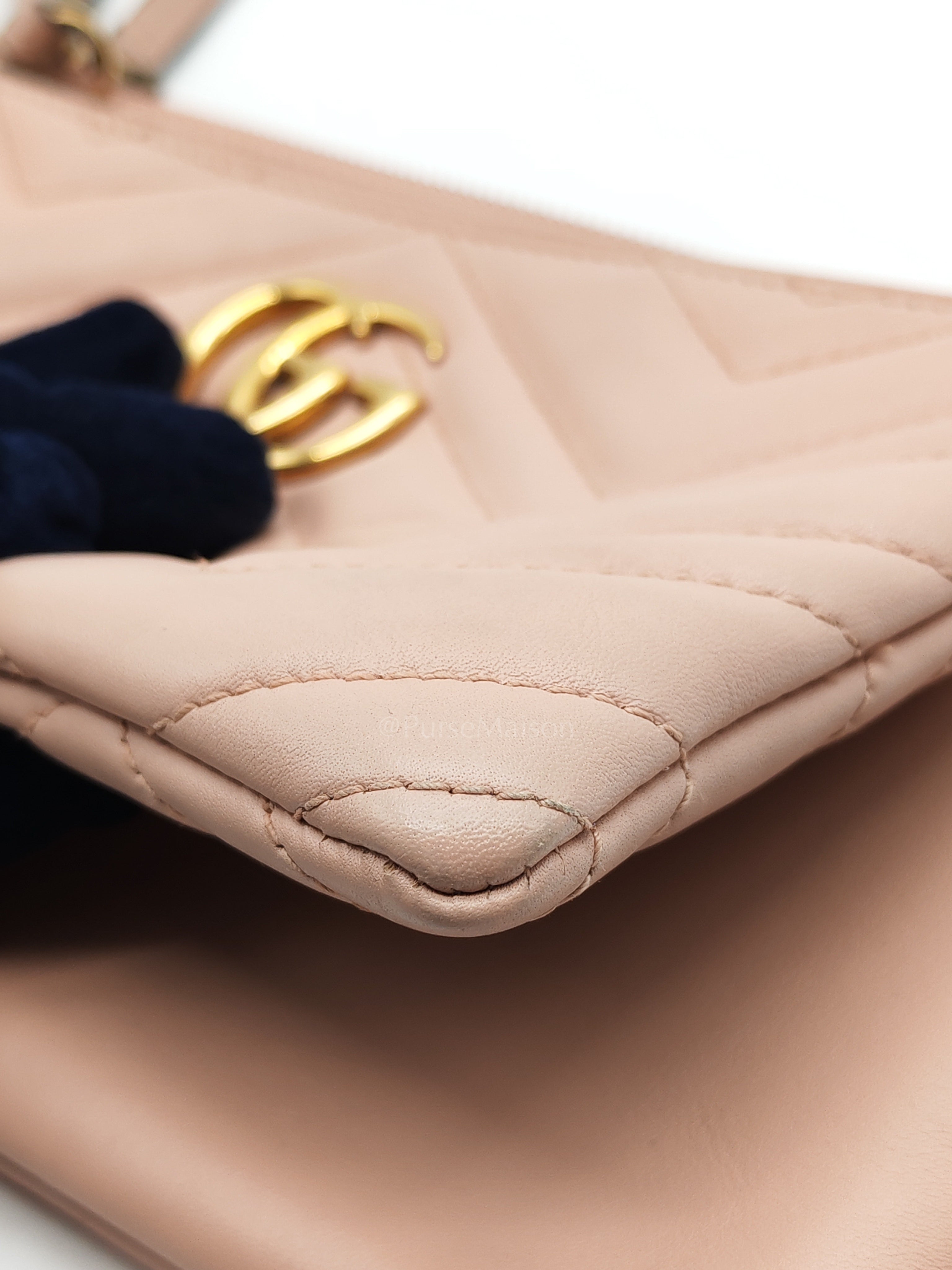 Double Pouch Shoulder Bag in Blush Pink Marmont Matellase Leather & Gold Hardware | Purse Maison Luxury Bags Shop