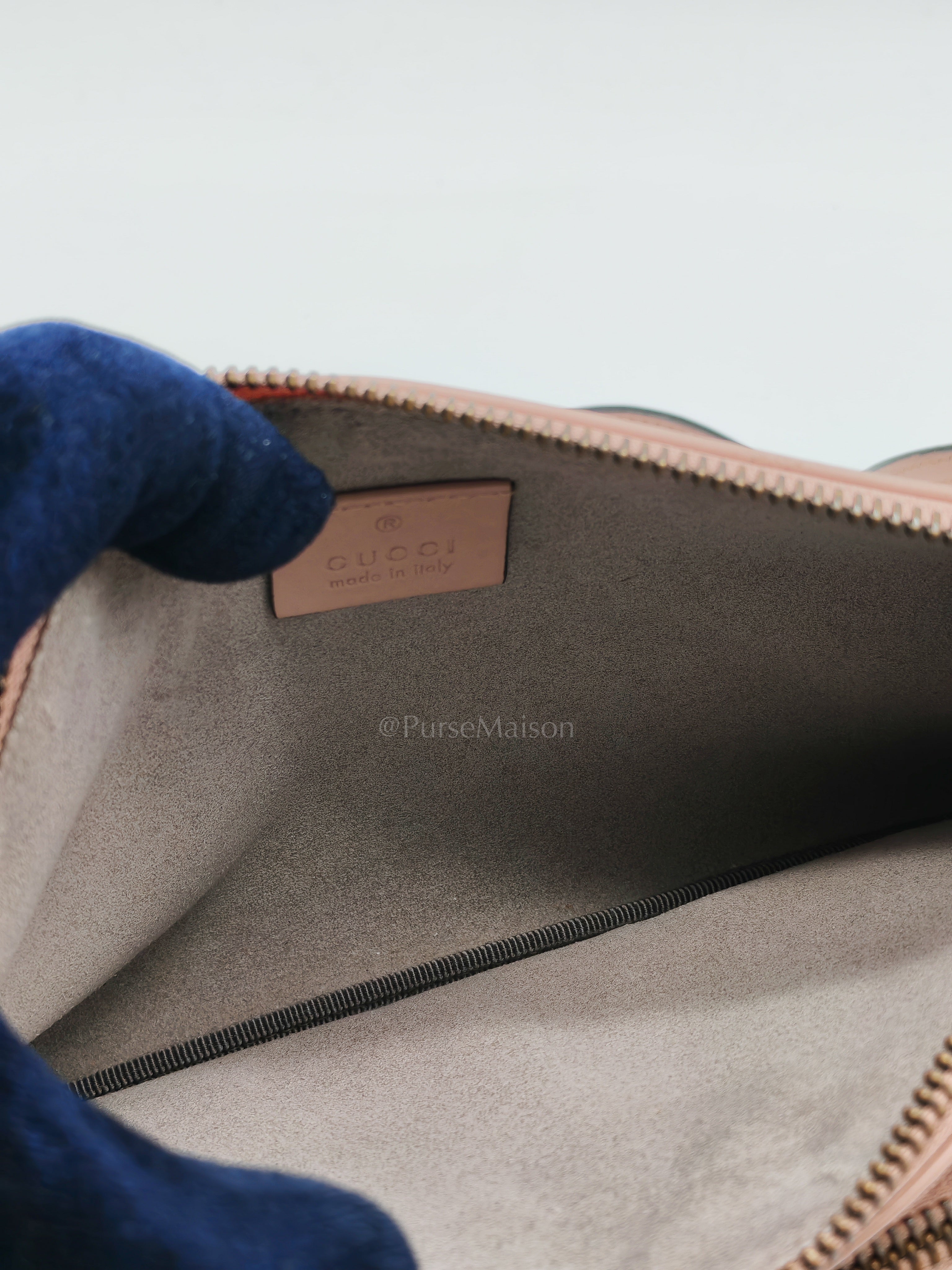 Double Pouch Shoulder Bag in Blush Pink Marmont Matellase Leather & Gold Hardware | Purse Maison Luxury Bags Shop