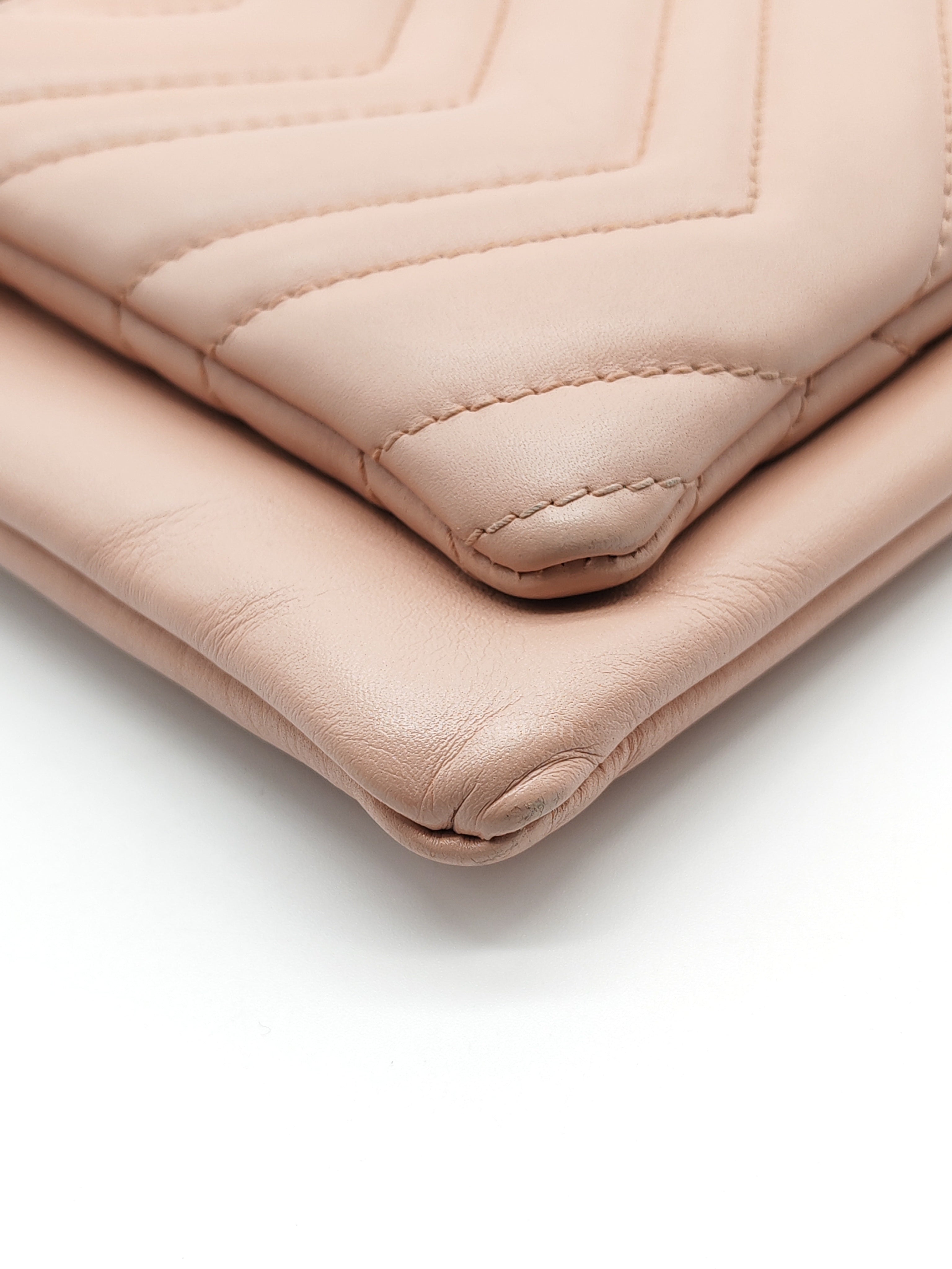 Double Pouch Shoulder Bag in Blush Pink Marmont Matellase Leather & Gold Hardware | Purse Maison Luxury Bags Shop