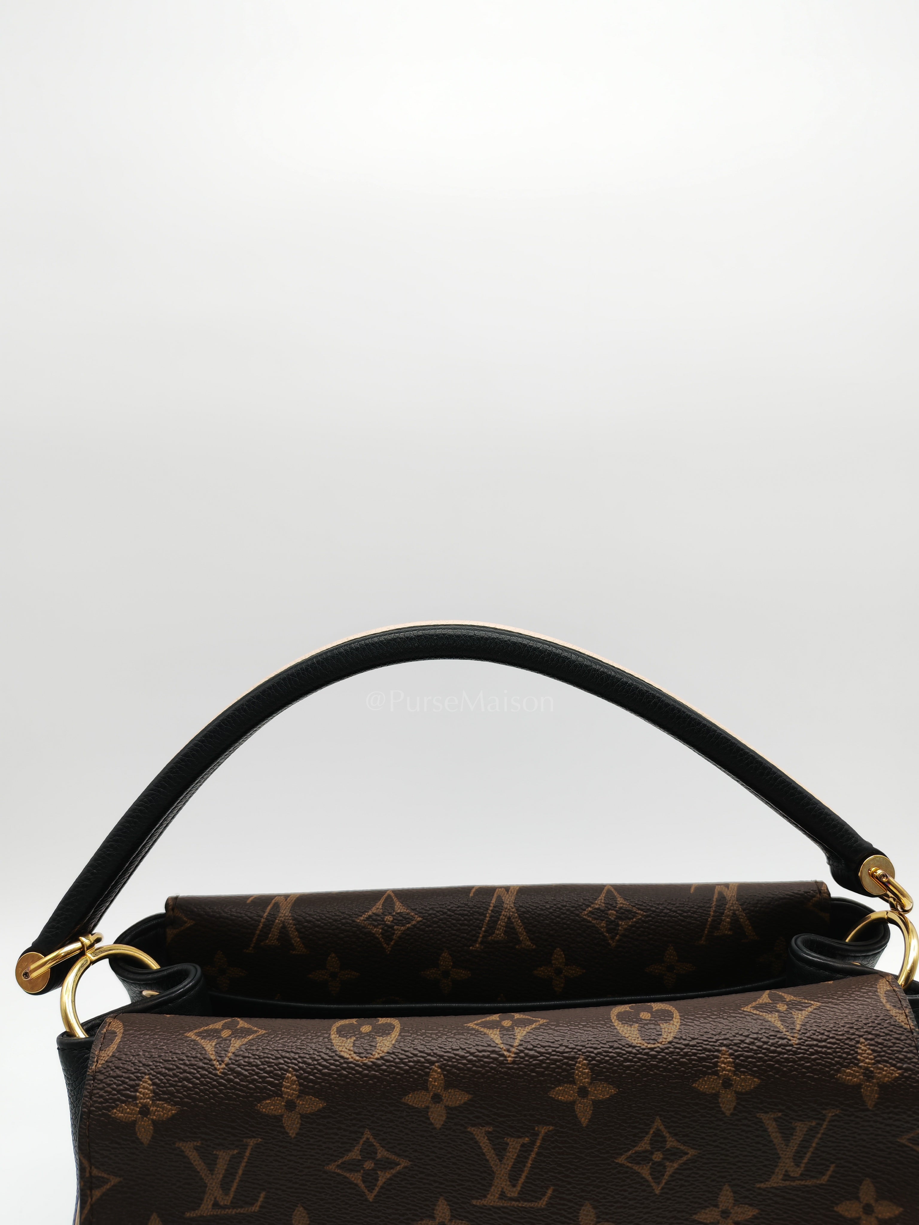 Double V Monogram Canvas and Black Grained Leather Shoulder Bag (Date Code: TR4137) | Purse Maison Luxury Bags Shop