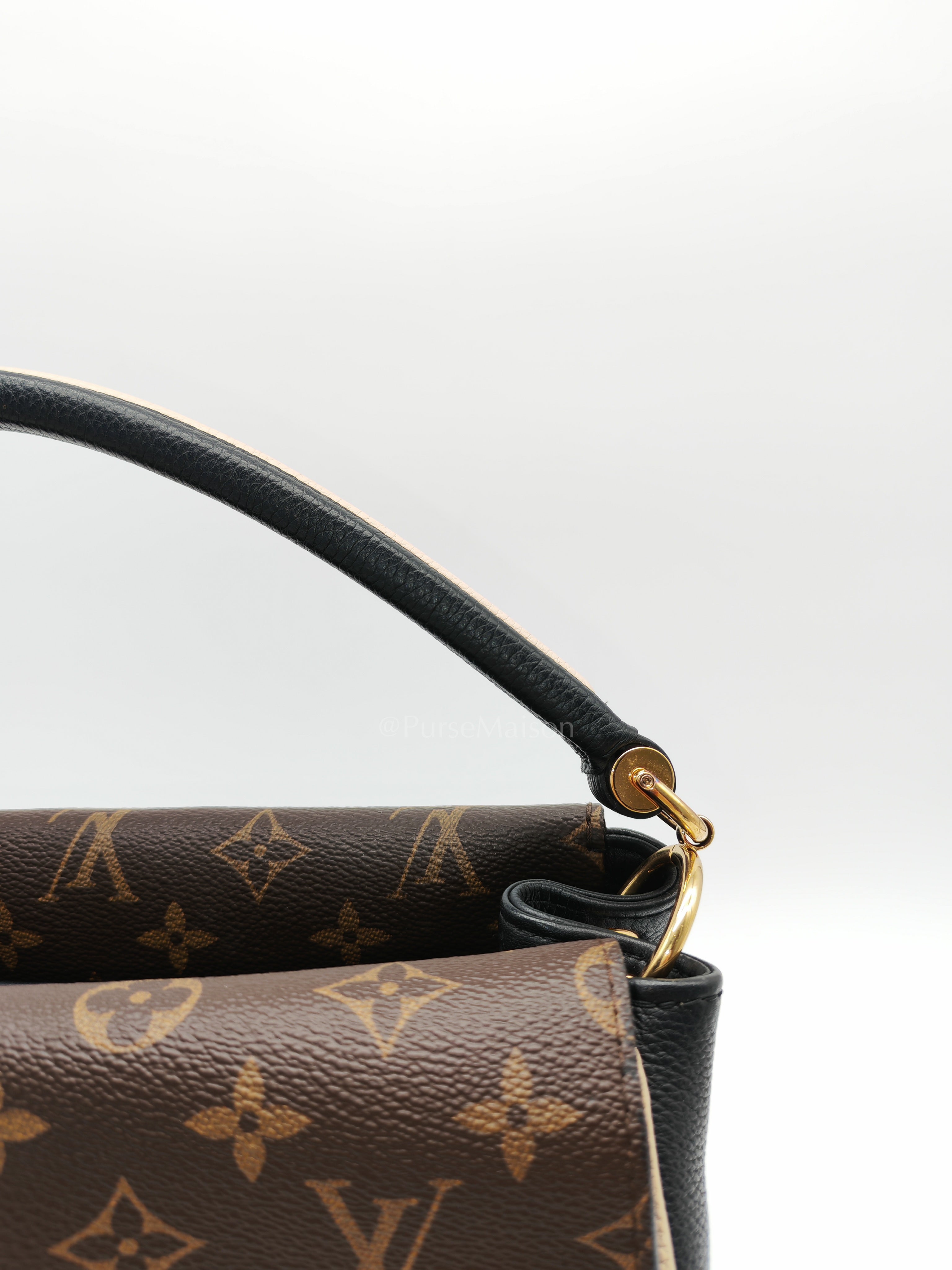 Double V Monogram Canvas and Black Grained Leather Shoulder Bag (Date Code: TR4137) | Purse Maison Luxury Bags Shop