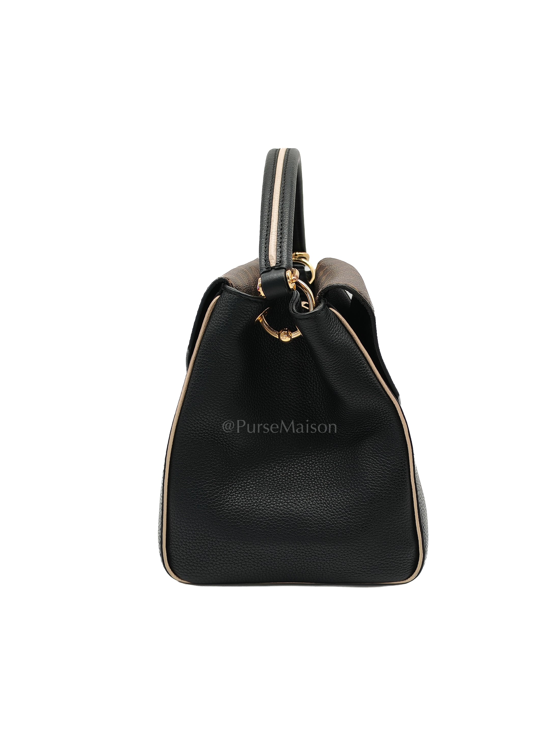 Double V Monogram Canvas and Black Grained Leather Shoulder Bag (Date Code: TR4137) | Purse Maison Luxury Bags Shop