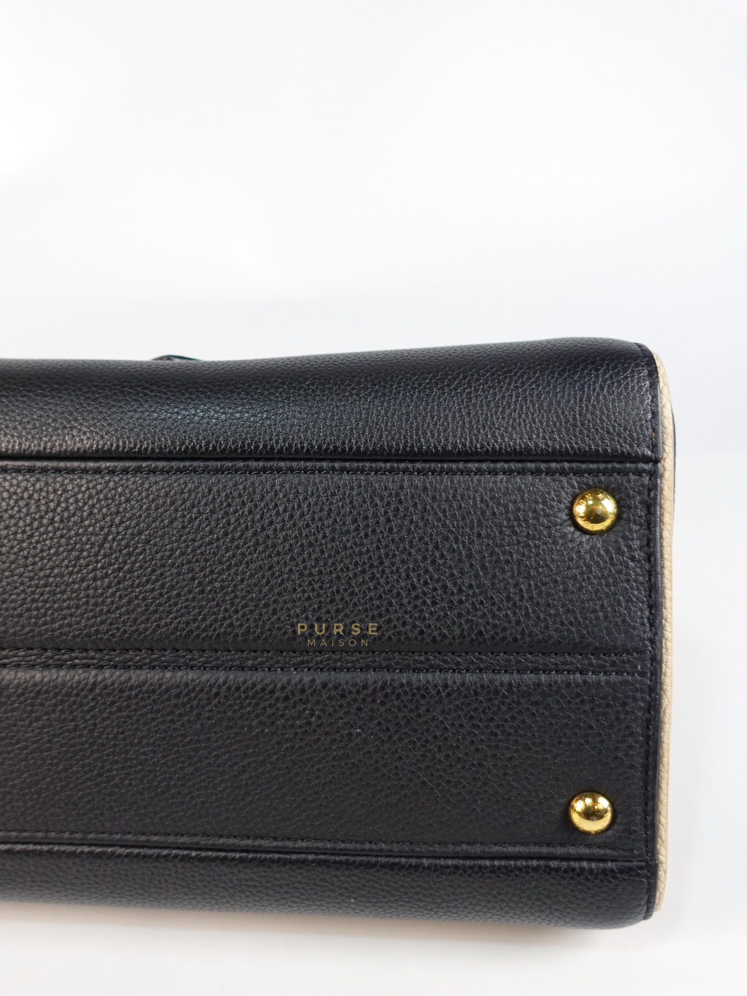 Double V Satchel Medium in Dark Navy Blue Monogram and Black Canvas (Date code: TR3108) | Purse Maison Luxury Bags Shop