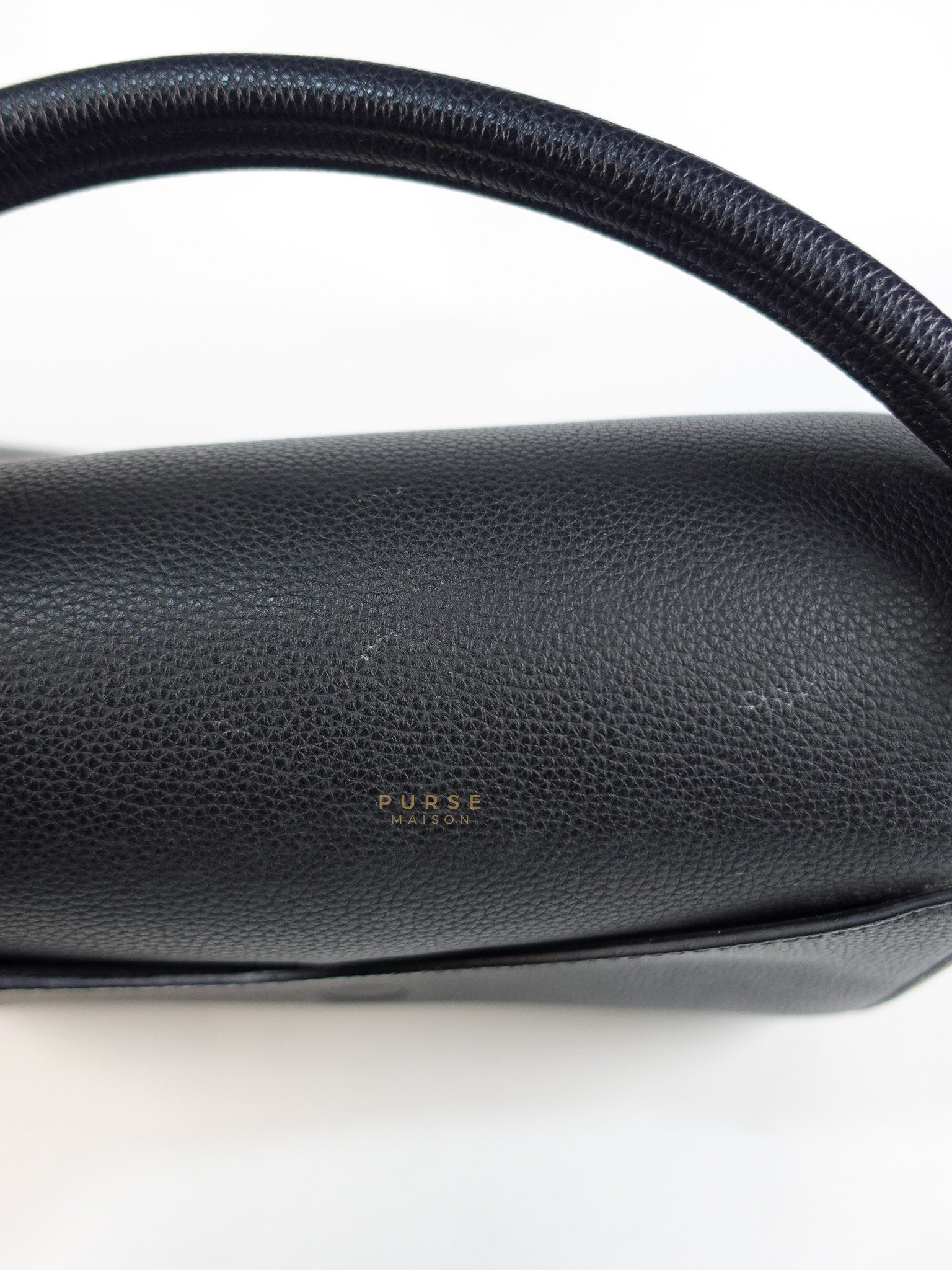 Double V Satchel Medium in Dark Navy Blue Monogram and Black Canvas (Date code: TR3108) | Purse Maison Luxury Bags Shop