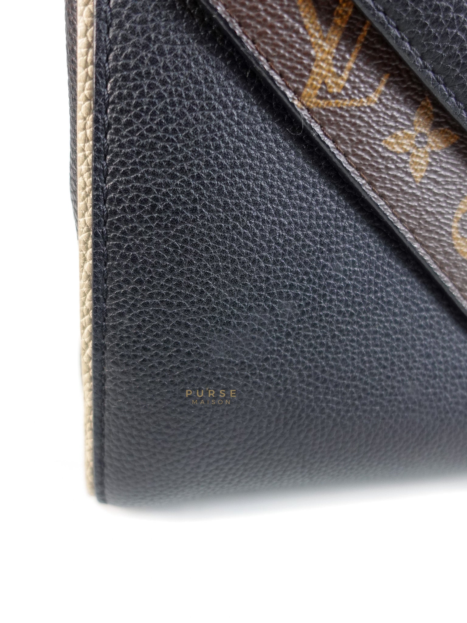 Double V Satchel Medium in Dark Navy Blue Monogram and Black Canvas (Date code: TR3108) | Purse Maison Luxury Bags Shop