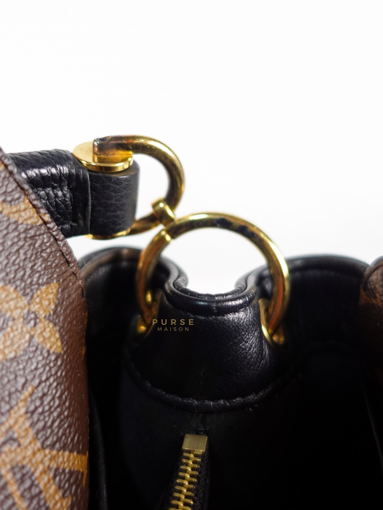 Double V Satchel Medium in Dark Navy Blue Monogram and Black Canvas (Date code: TR3108) | Purse Maison Luxury Bags Shop