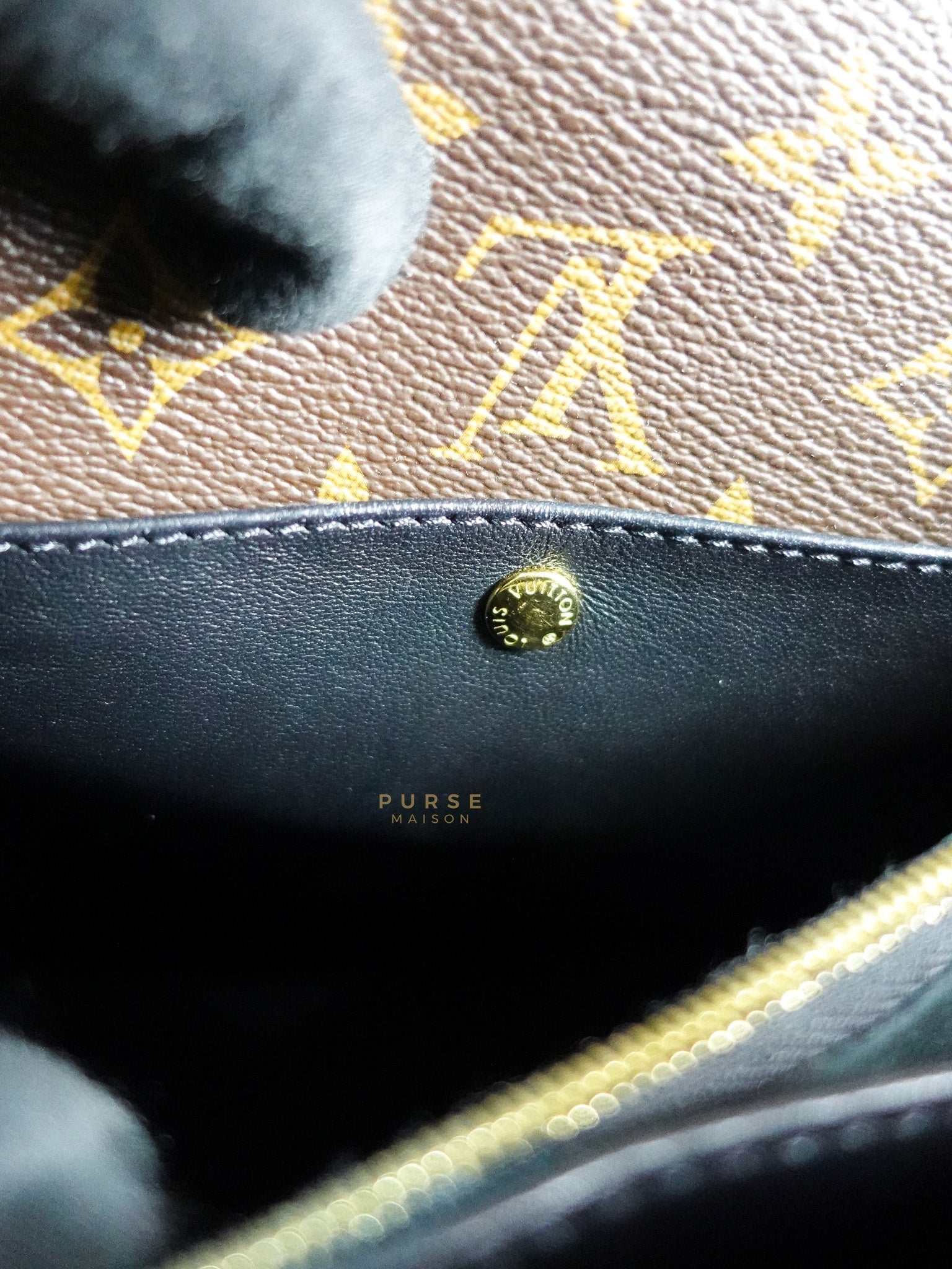 Double V Satchel Medium in Dark Navy Blue Monogram and Black Canvas (Date code: TR3108) | Purse Maison Luxury Bags Shop