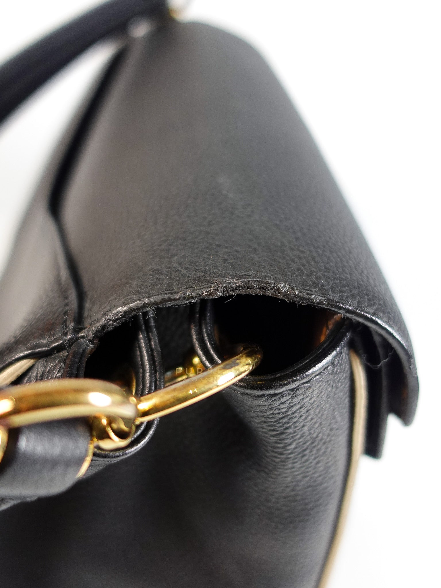 Double V Satchel Medium in Dark Navy Blue Monogram and Black Canvas (Date code: TR3108) | Purse Maison Luxury Bags Shop