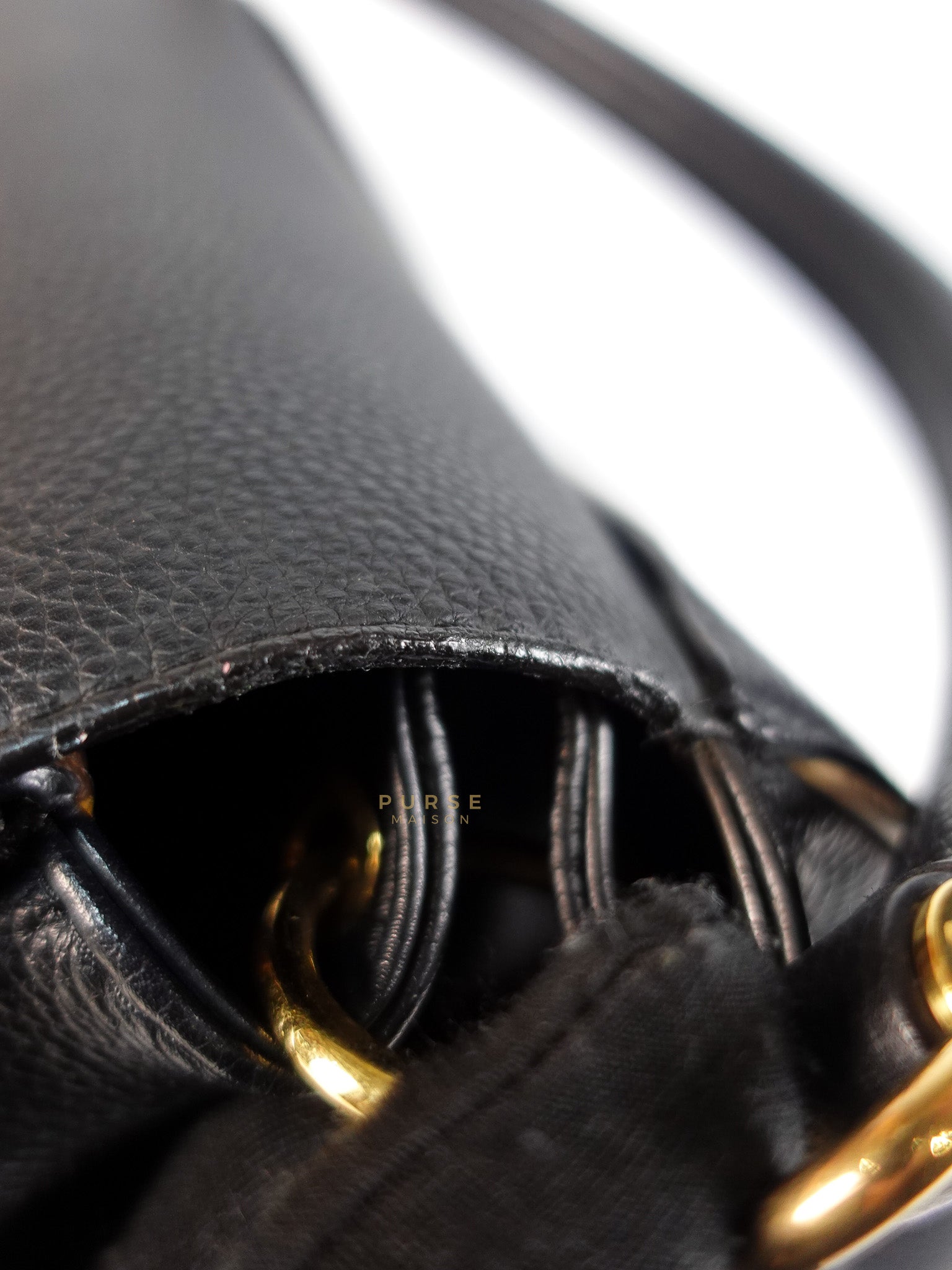 Double V Satchel Medium in Dark Navy Blue Monogram and Black Canvas (Date code: TR3108) | Purse Maison Luxury Bags Shop